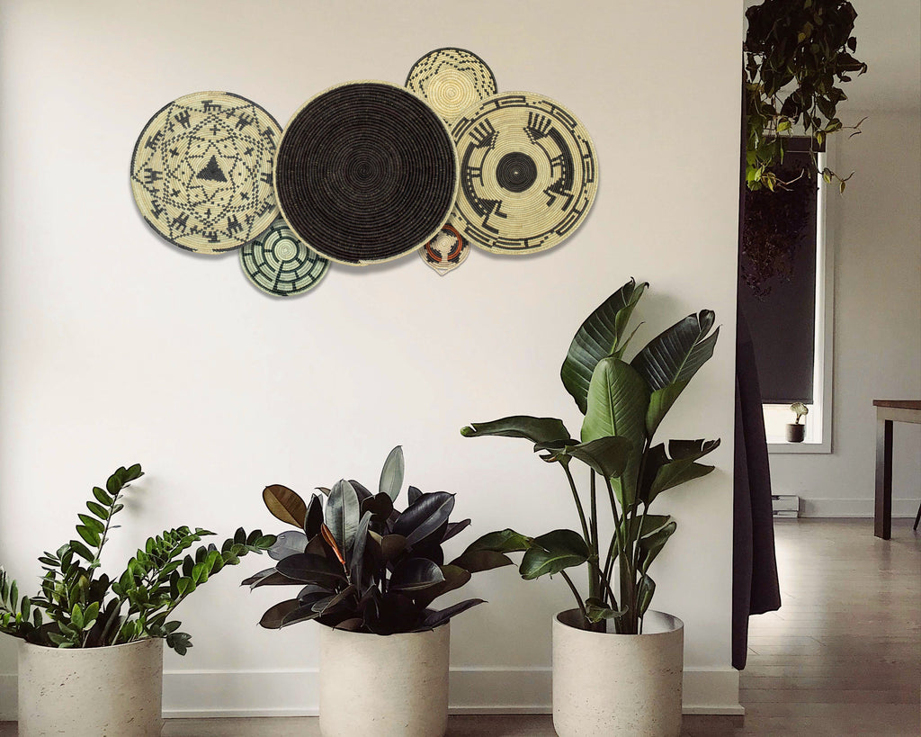 Set of 6 Handwoven wall baskets SET-296-6 N