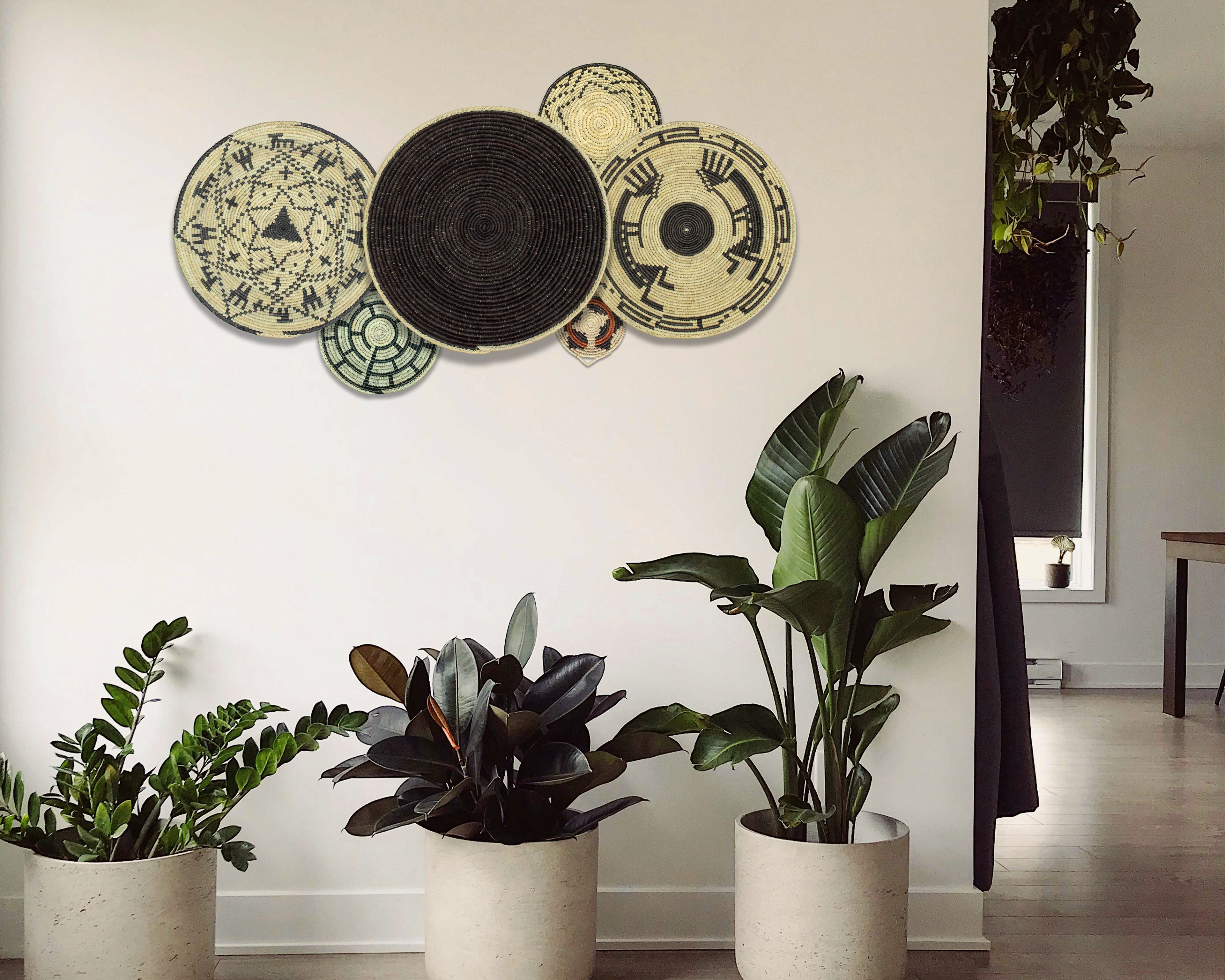 Set of 6 Handwoven wall baskets SET-296-6 N