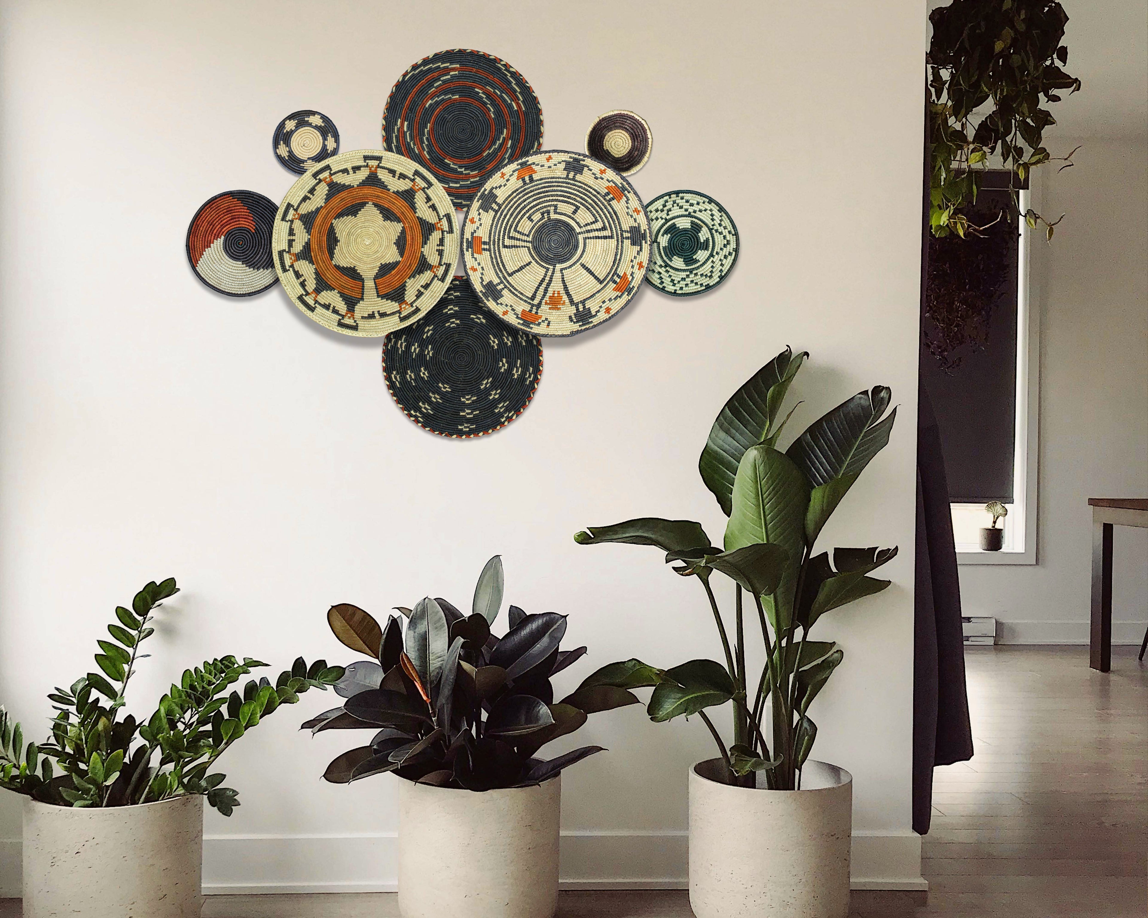 Set of 8 Handwoven wall baskets SET-247-8 N