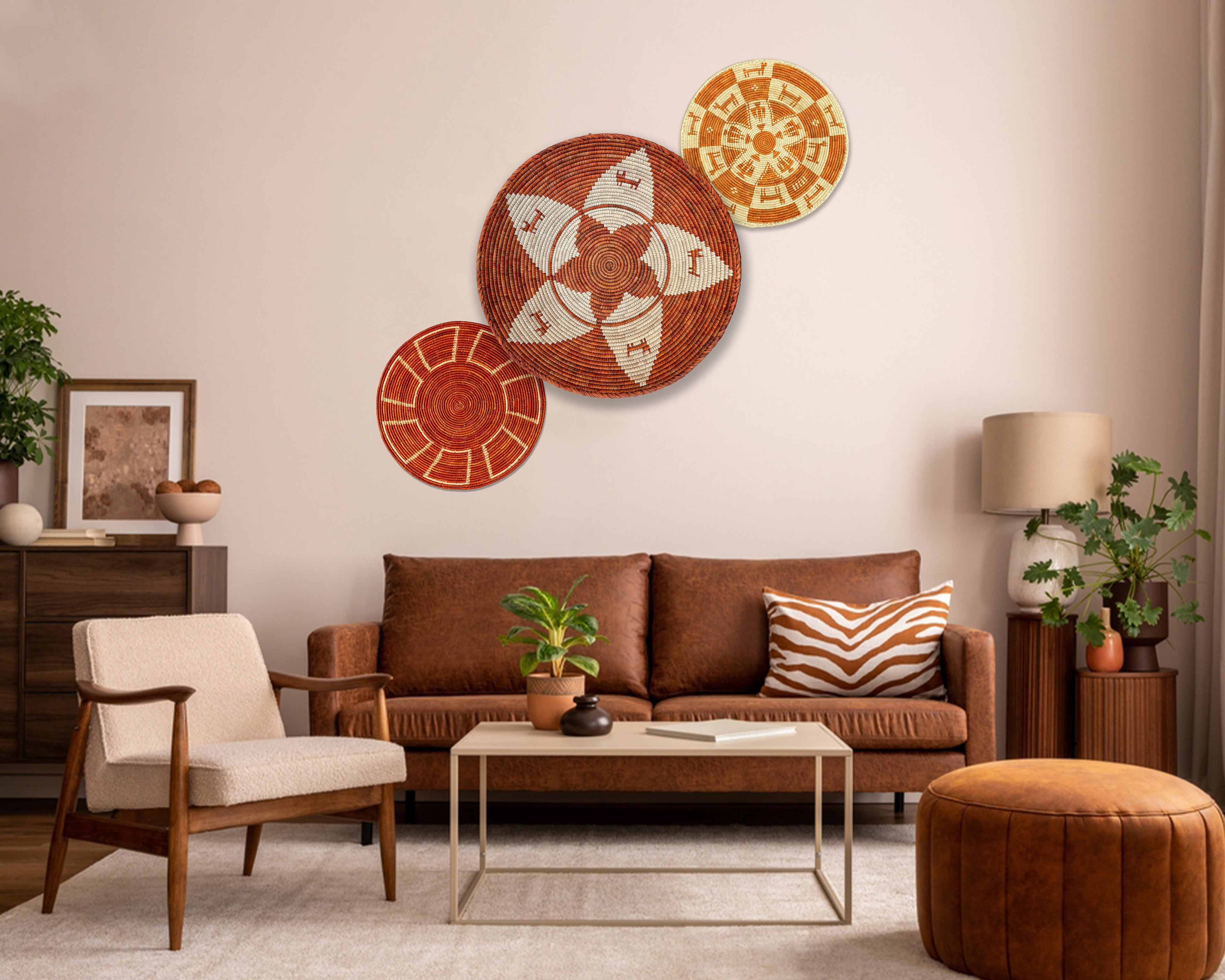 Set of 3 Handwoven wall baskets SET-203-3 N