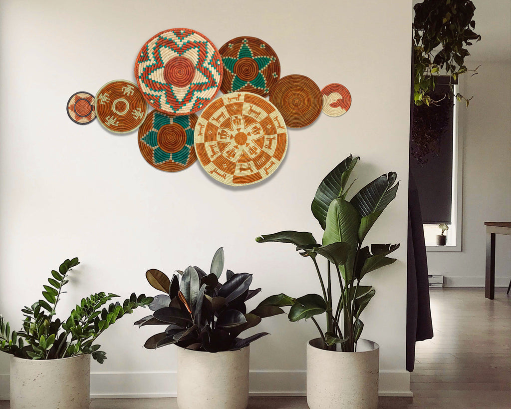 Set of 8 Handwoven wall baskets SET-338-8 N