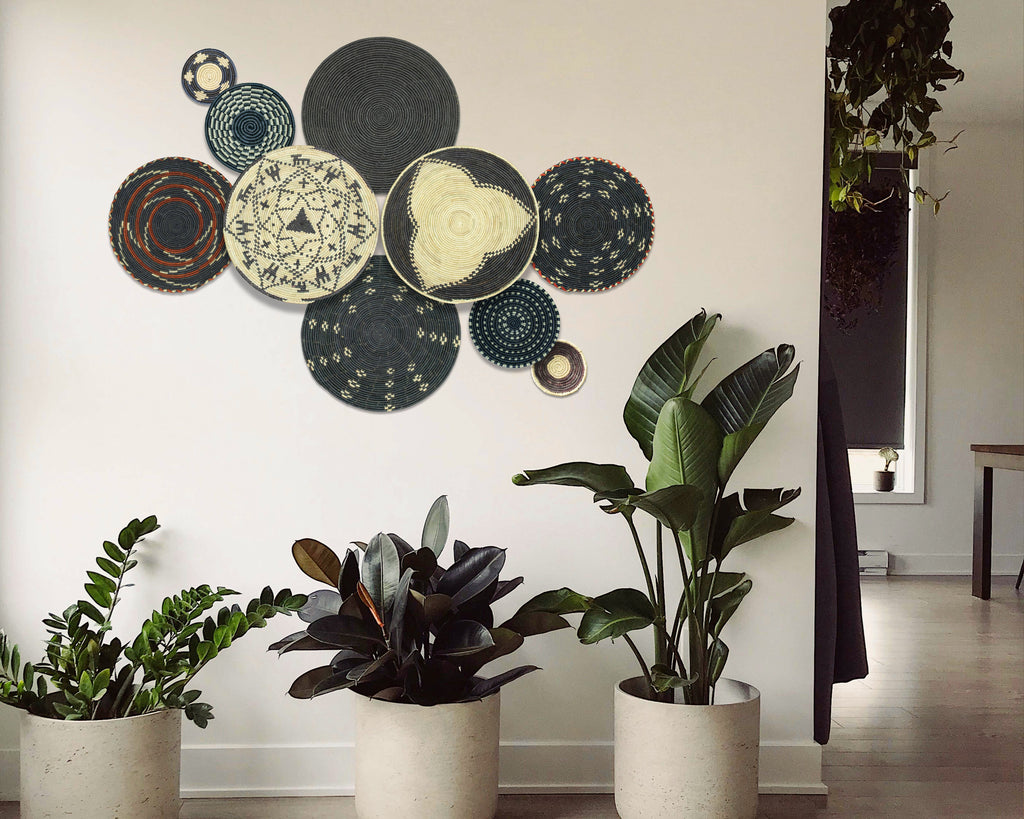 Set of 10 Handwoven wall baskets SET-410-10 N