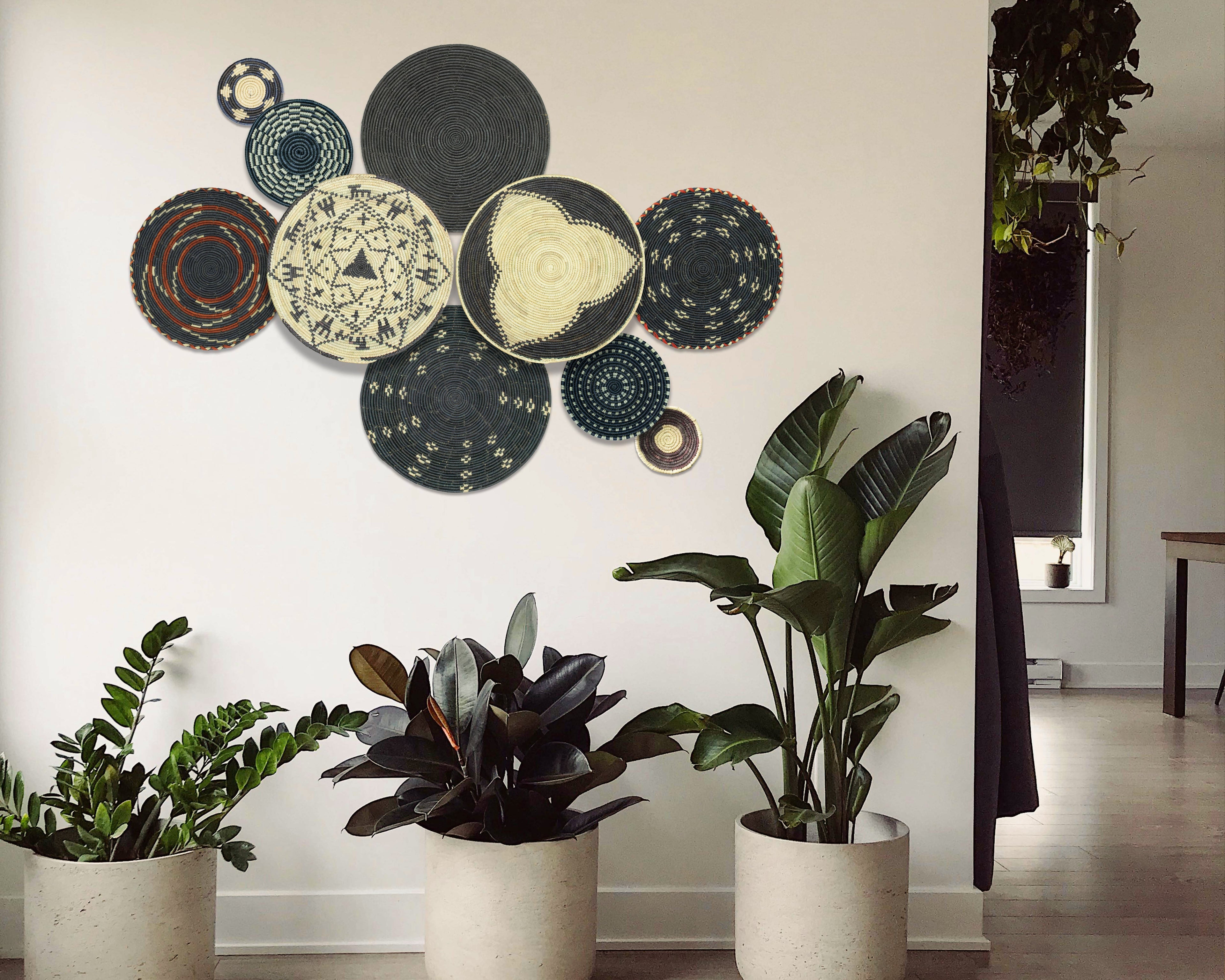 Set of 10 Handwoven wall baskets SET-410-10 N