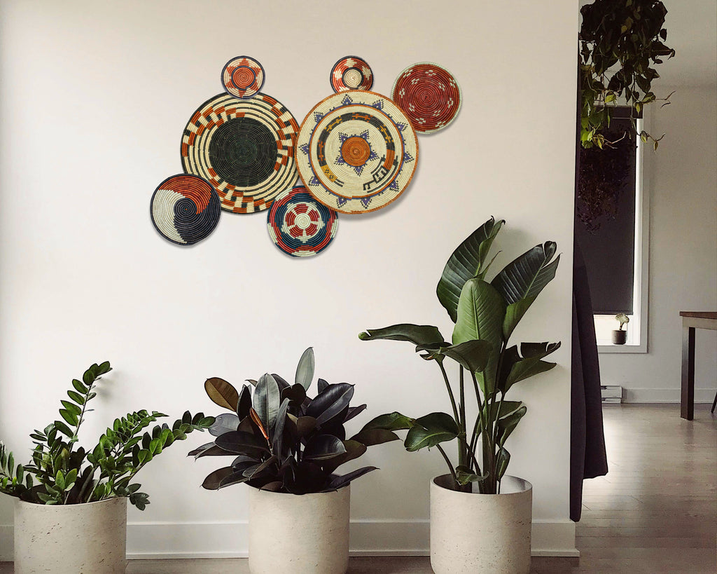 Set of 7 Handwoven wall baskets Set 323-7-N