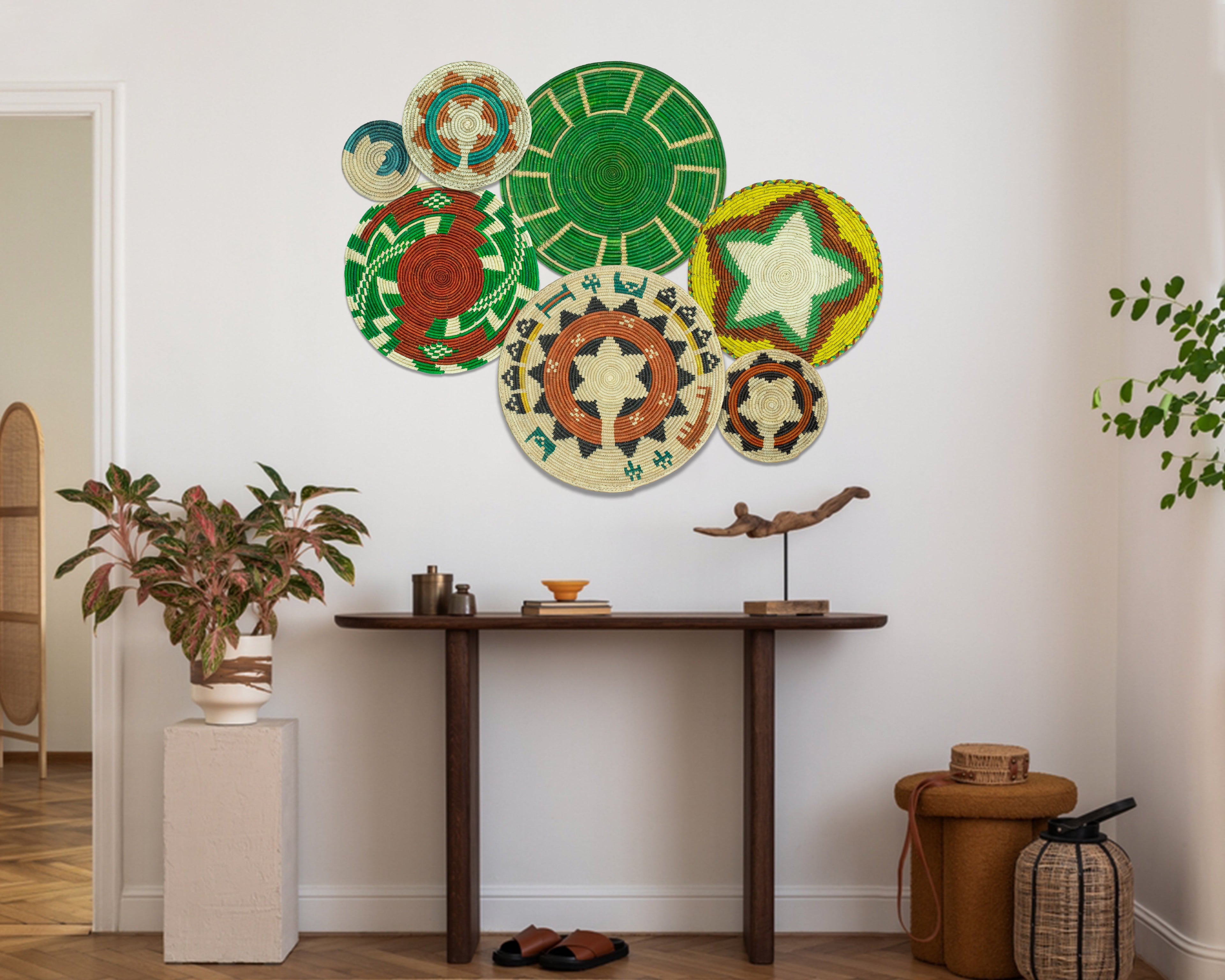 Set of 7 Handwoven wall baskets Set 306-7-N