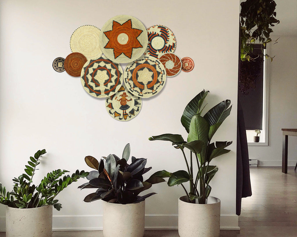 Set of 10 Handwoven wall baskets SET-400-10 N