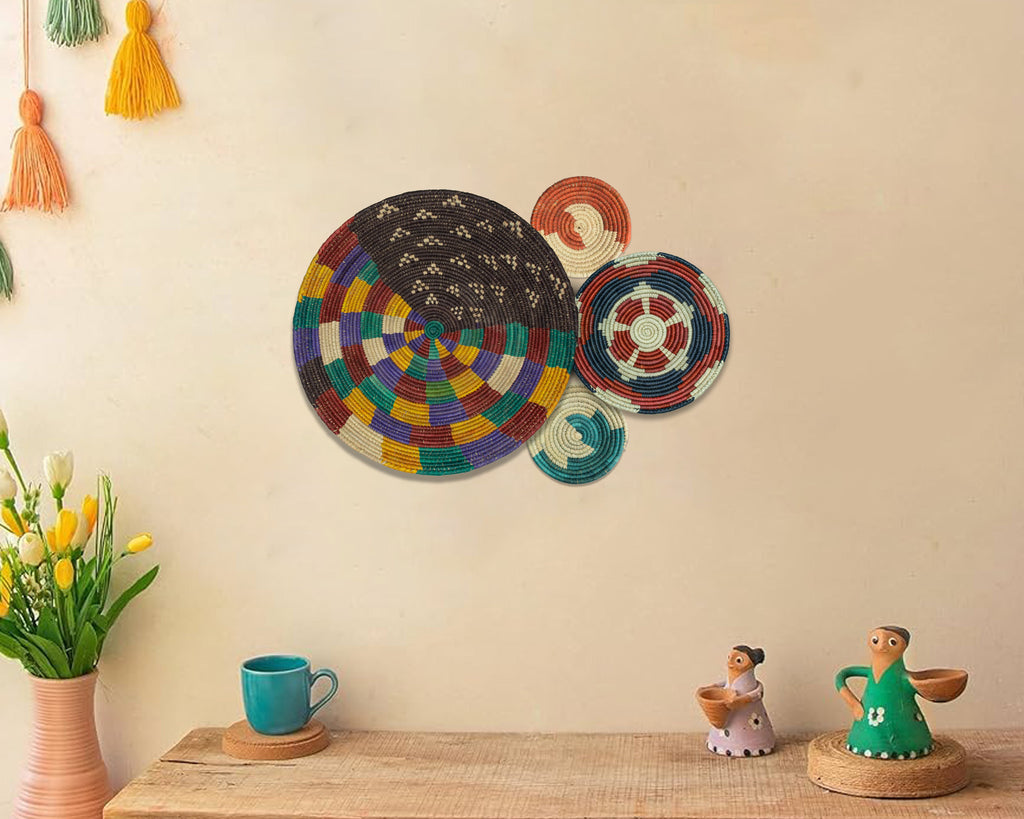 Set of 4 Handwoven wall baskets SET-233-4 N