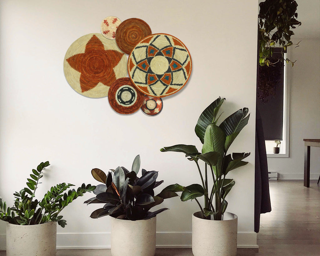 Set of 6 Handwoven wall baskets SET-379-6 N