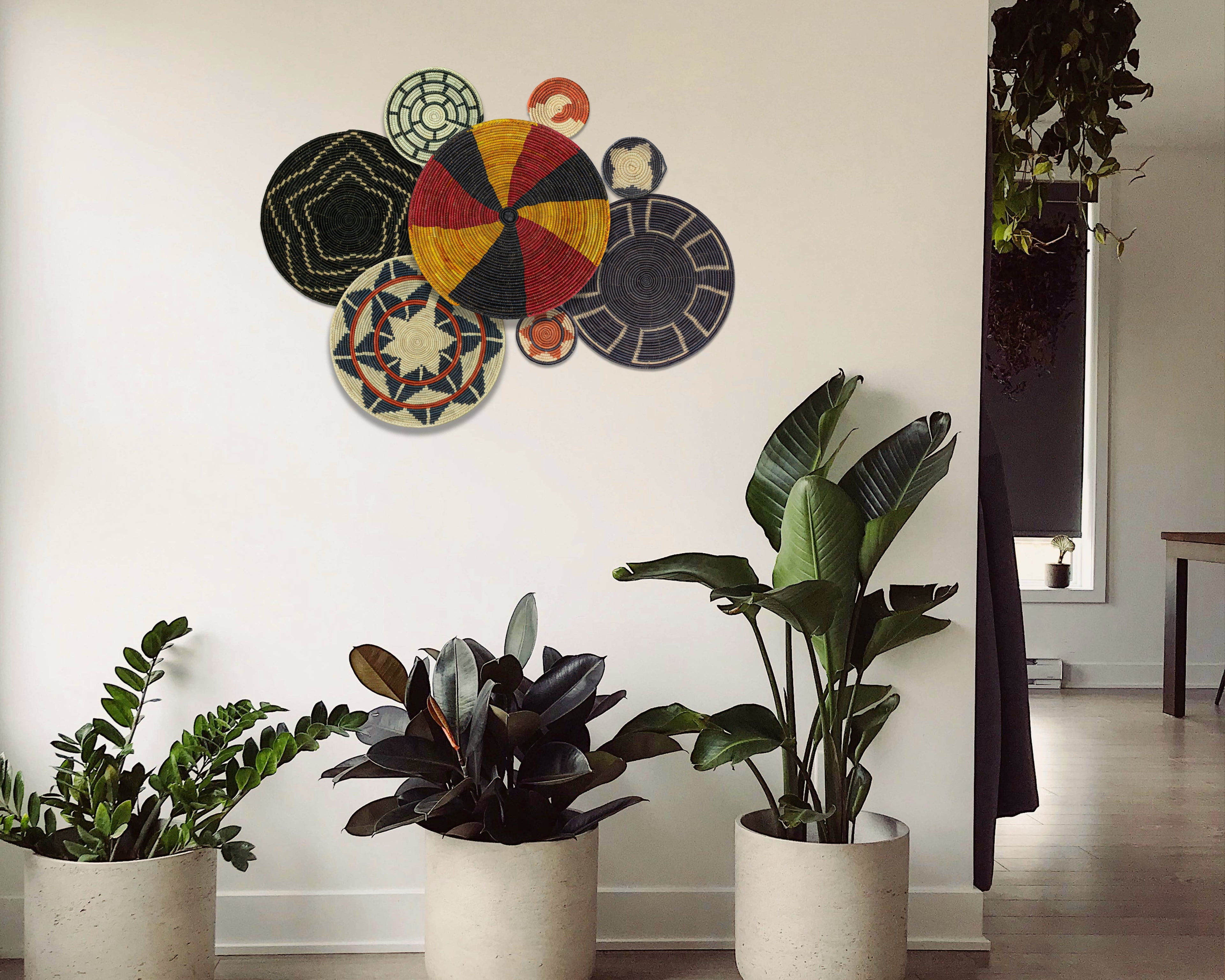 Set of 8 Handwoven wall baskets SET-335-8 N