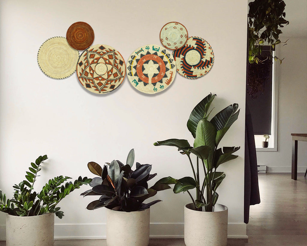 Set of 6 Handwoven wall baskets SET-383-6 N