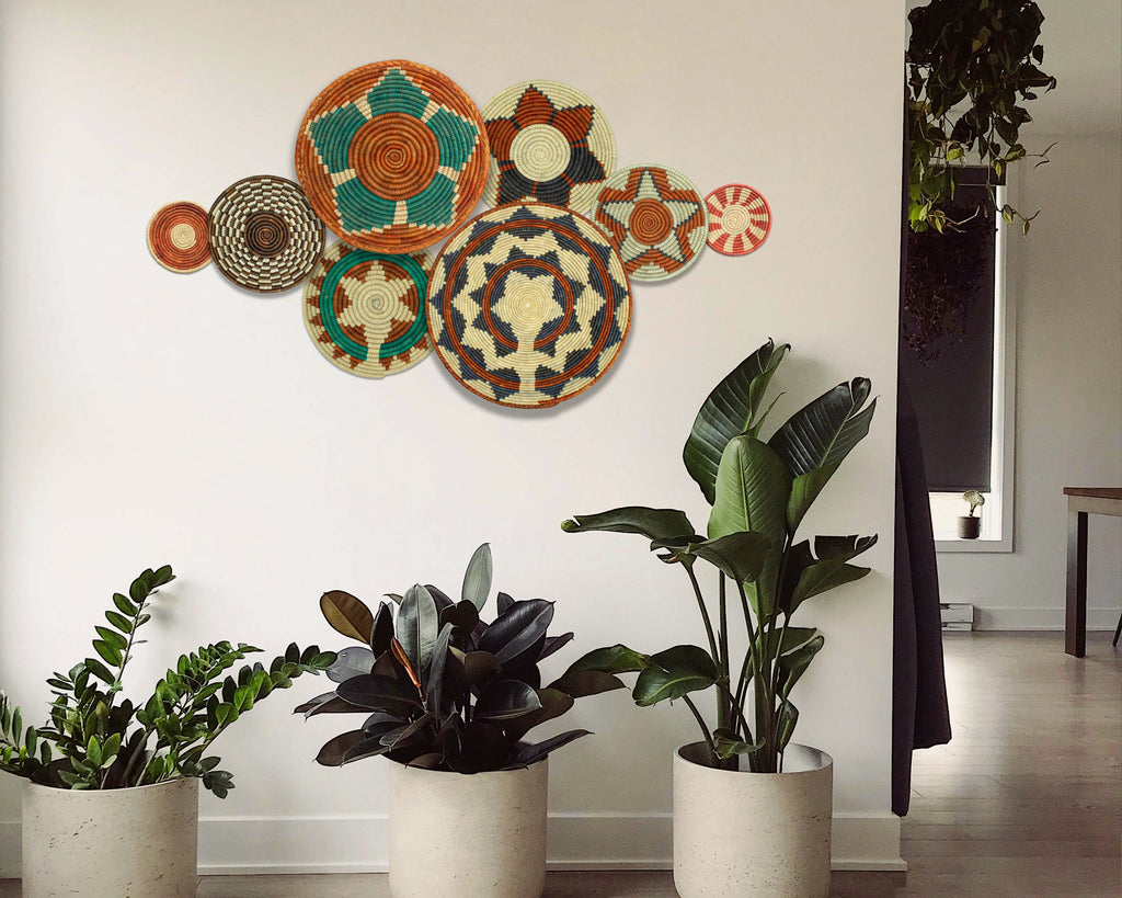 Set of 8 Handwoven wall baskets SET-337-8 N