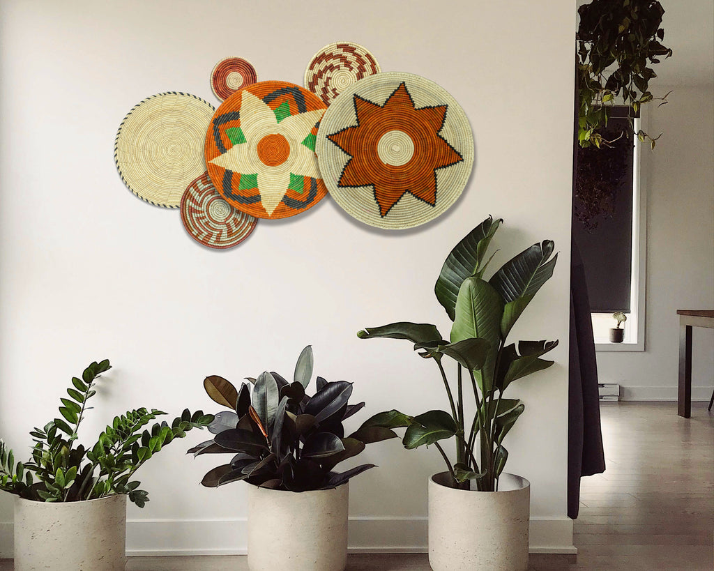 Set of 6 Handwoven wall baskets SET-268-6 N