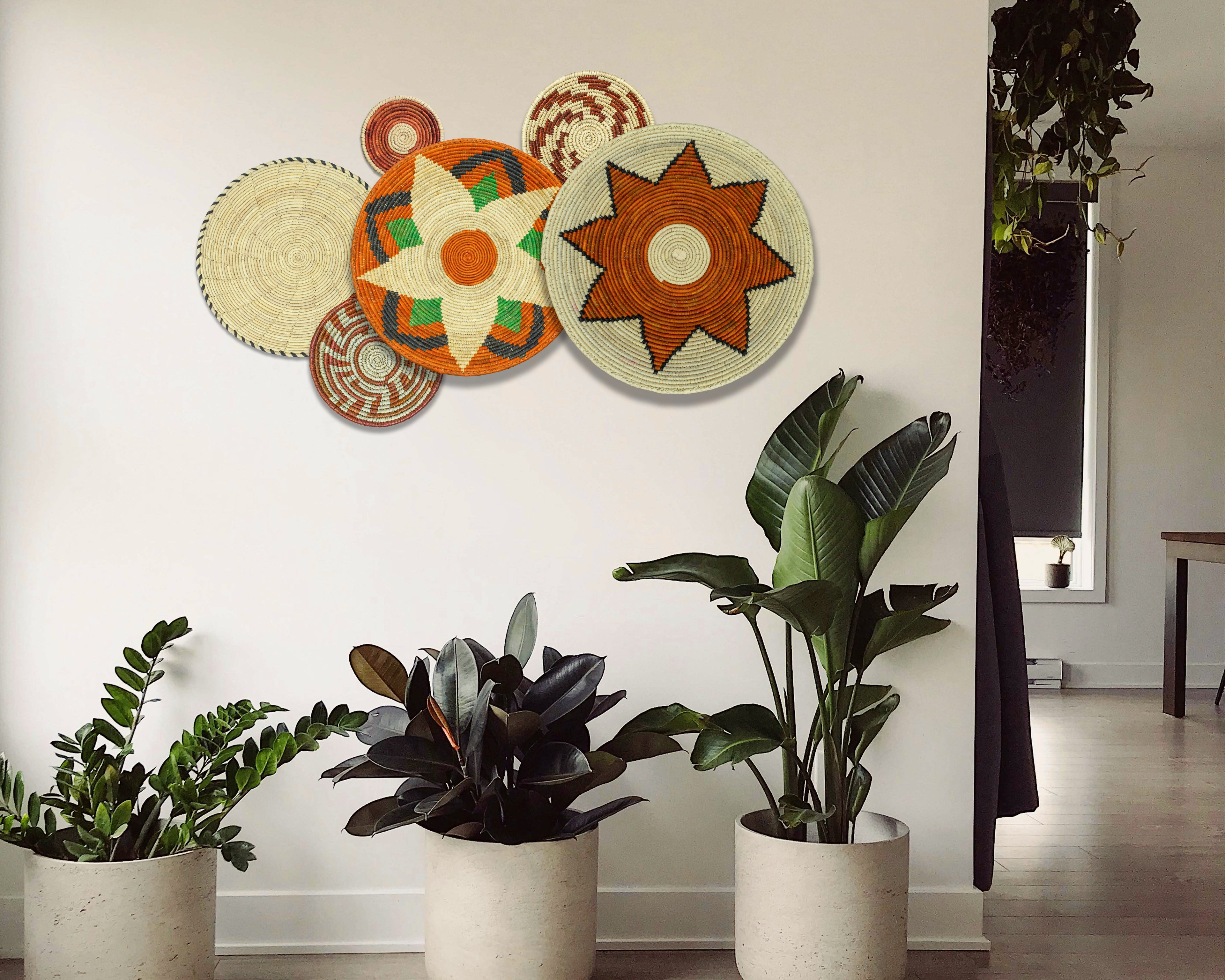 Set of 6 Handwoven wall baskets SET-268-6 N