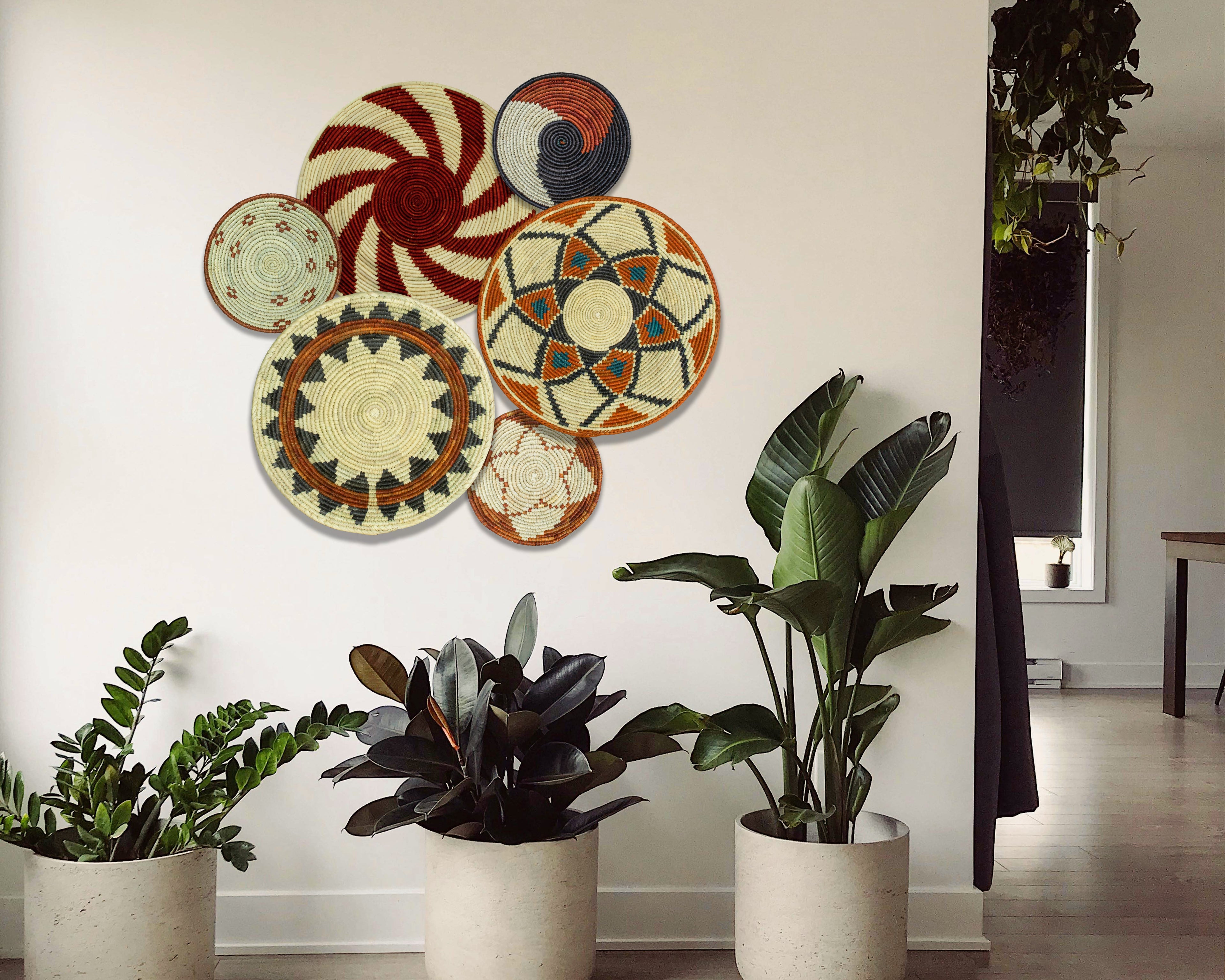 Set of 6 Handwoven wall baskets SET-290-6 N