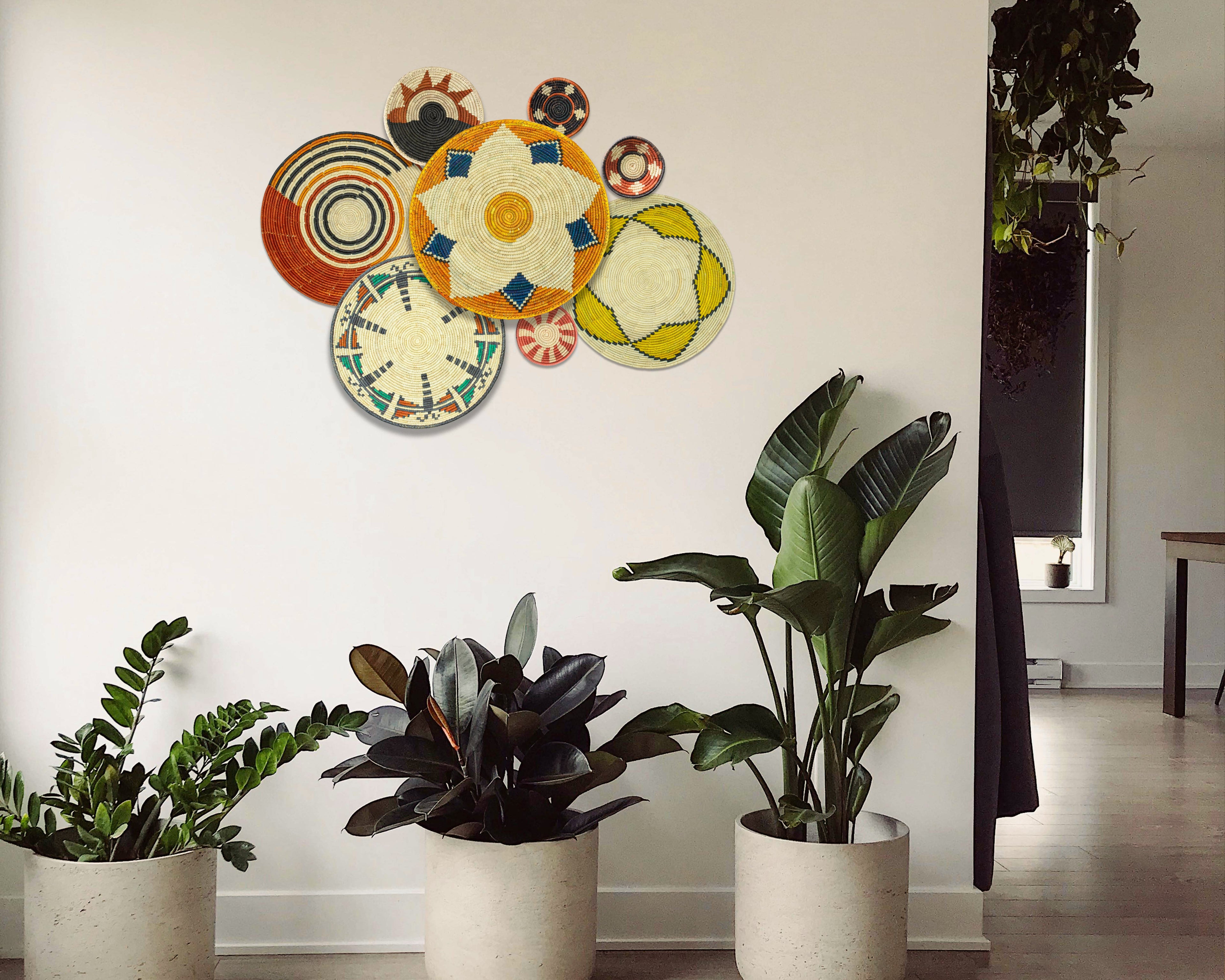 Set of 8 Handwoven wall baskets SET-334-8 N