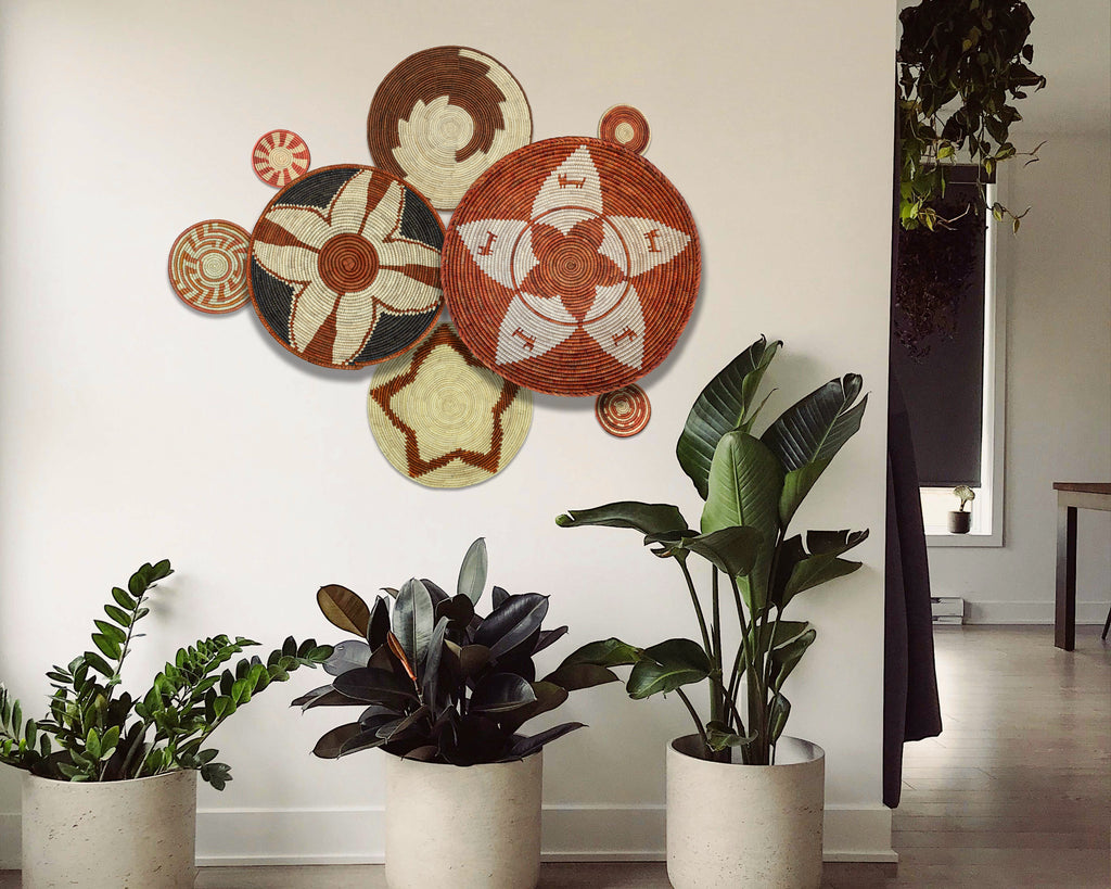 Set of 8 Handwoven wall baskets SET-332-8 N