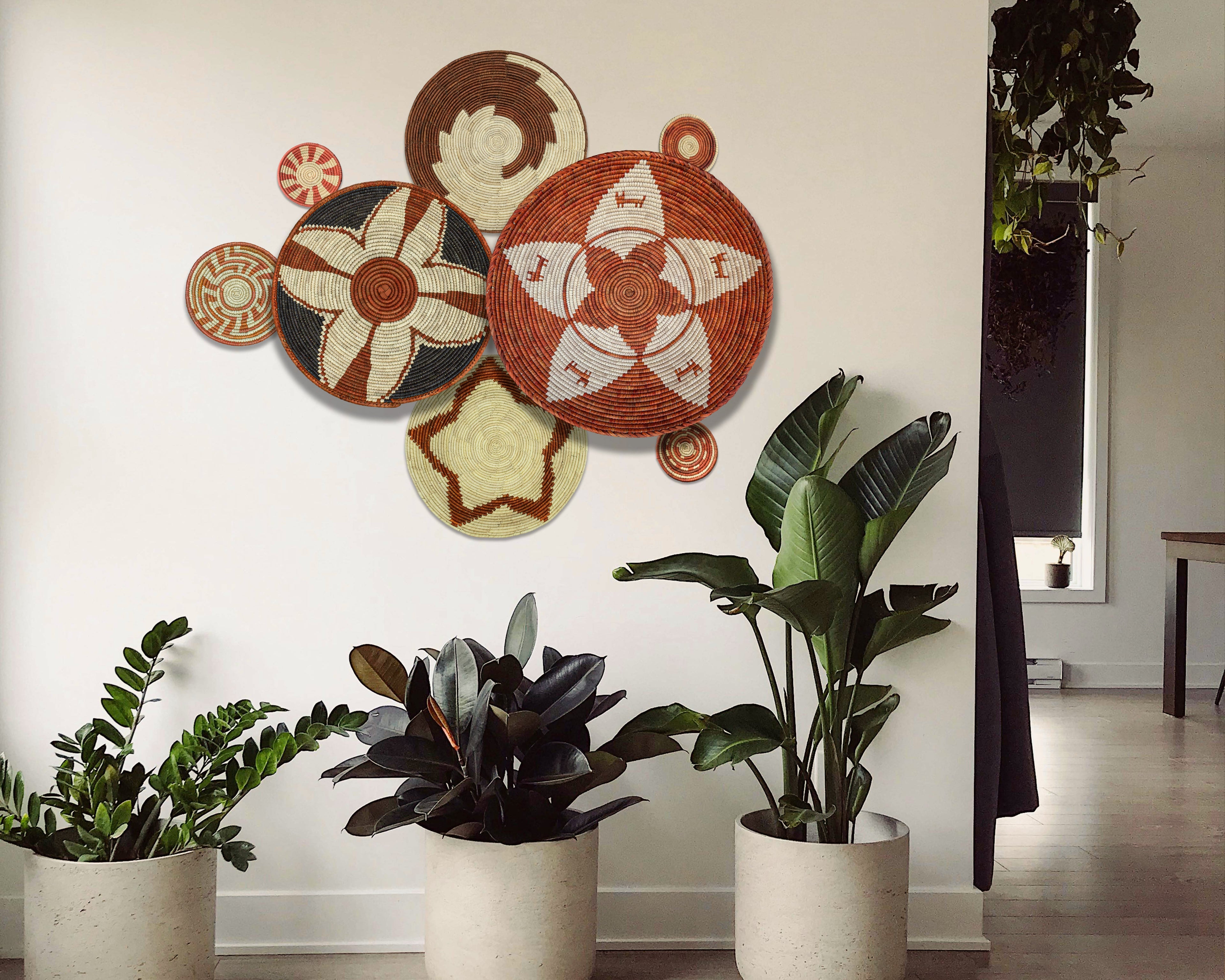 Set of 8 Handwoven wall baskets SET-332-8 N