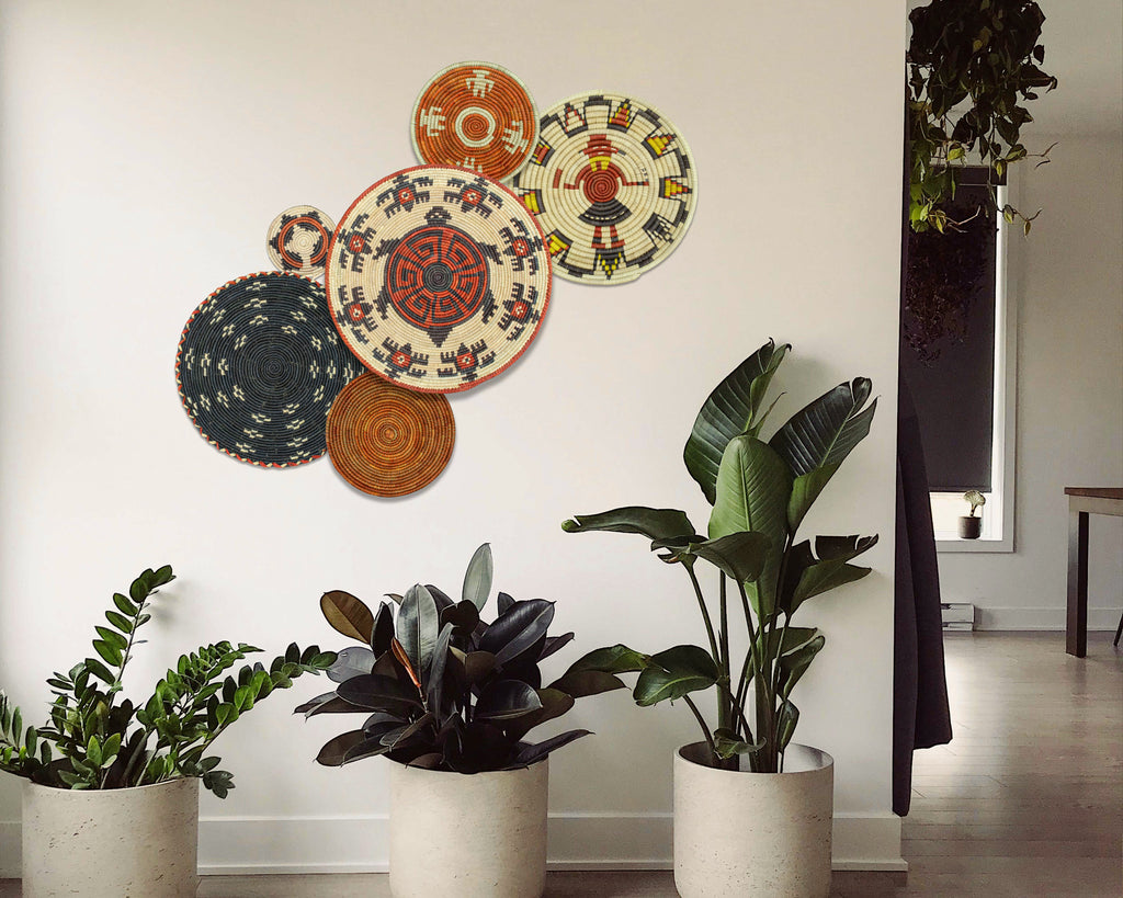 Set of 6 Handwoven wall baskets SET-289-6 N