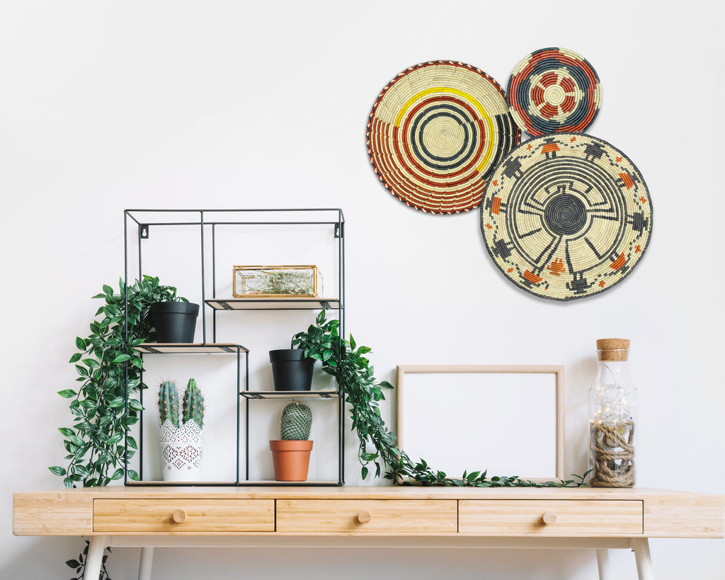 Set of 3 Handwoven wall baskets SET-211-3 N