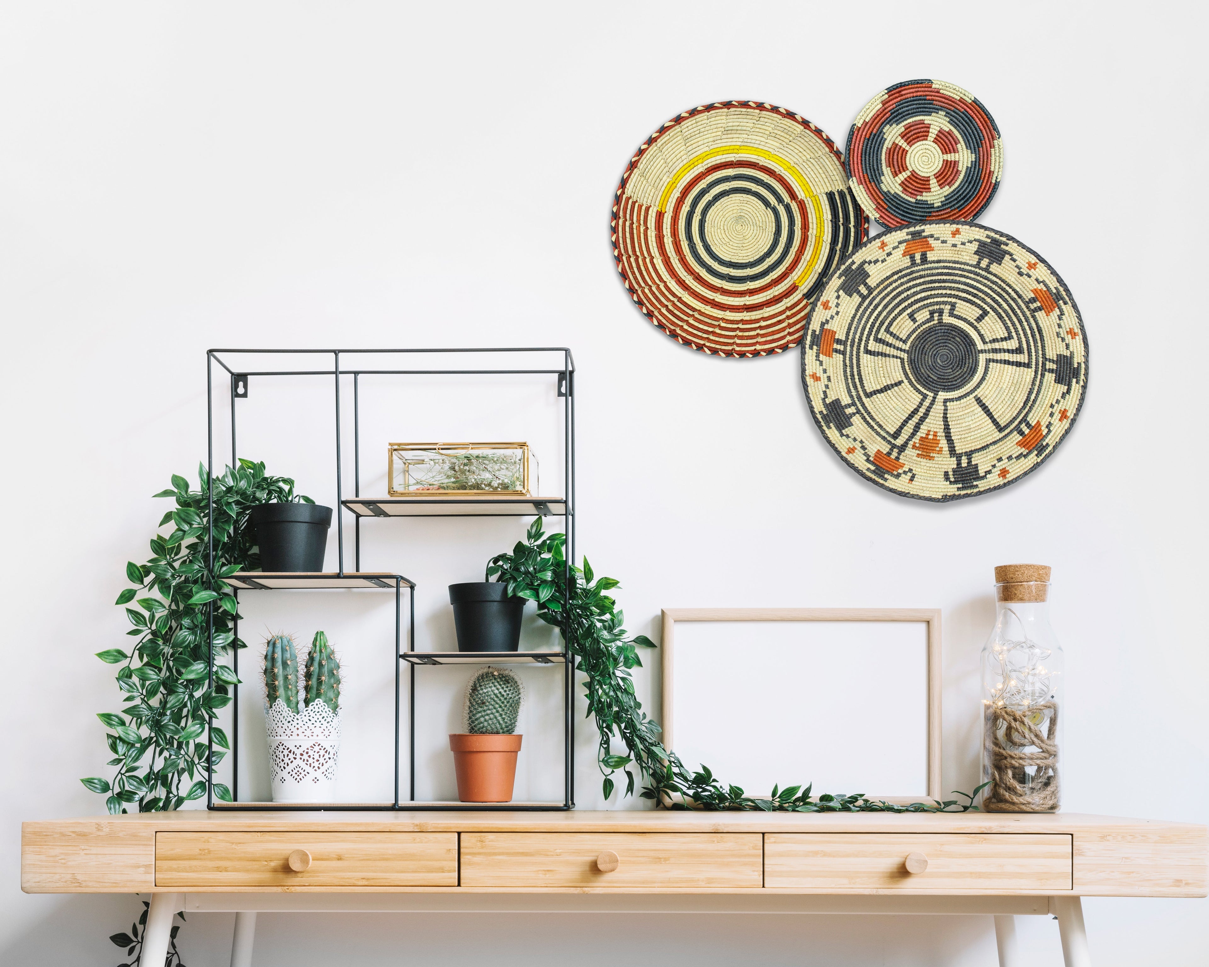 Set of 3 Handwoven wall baskets SET-211-3 N