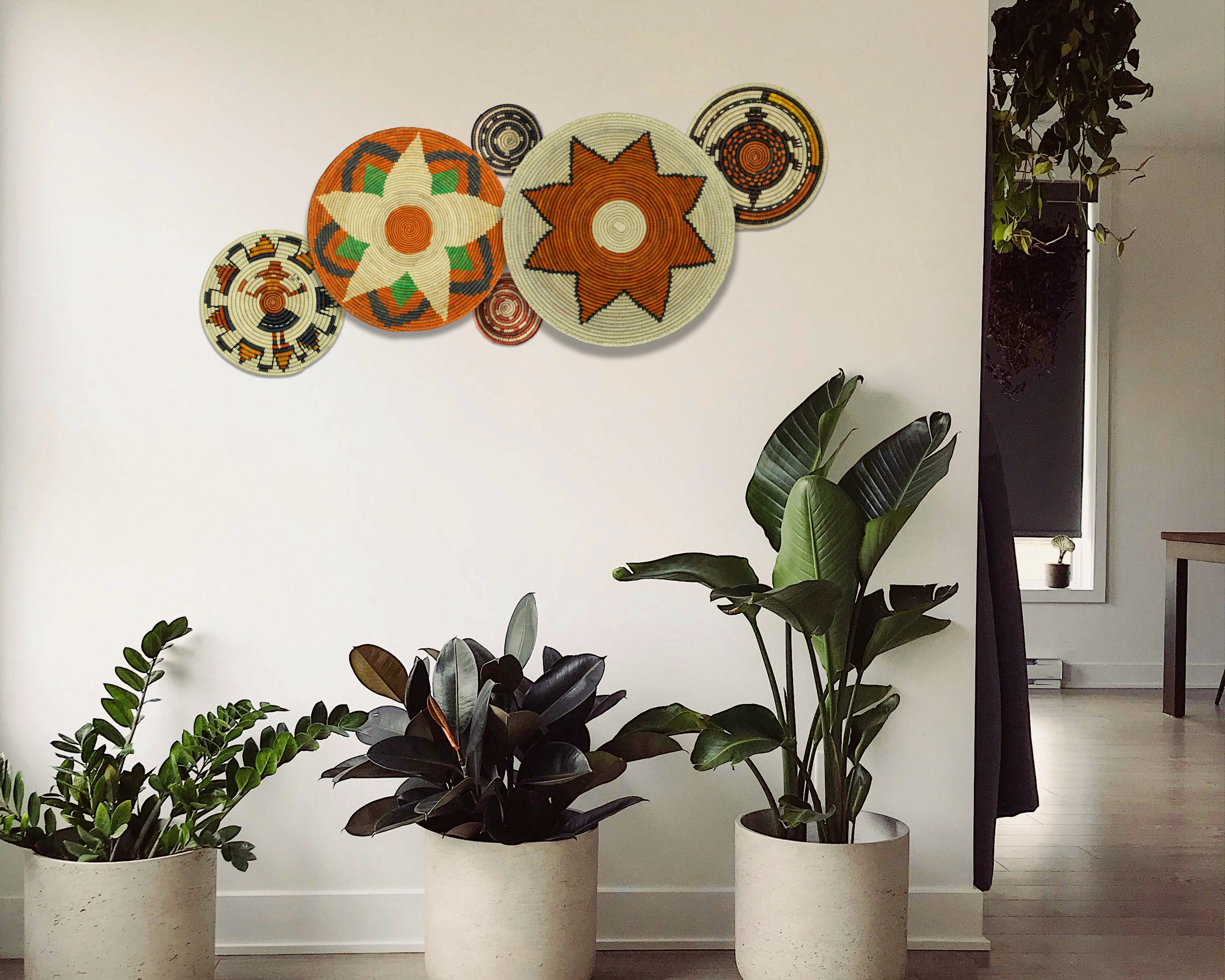 Set of 6 Handwoven wall baskets SET-300-6 N