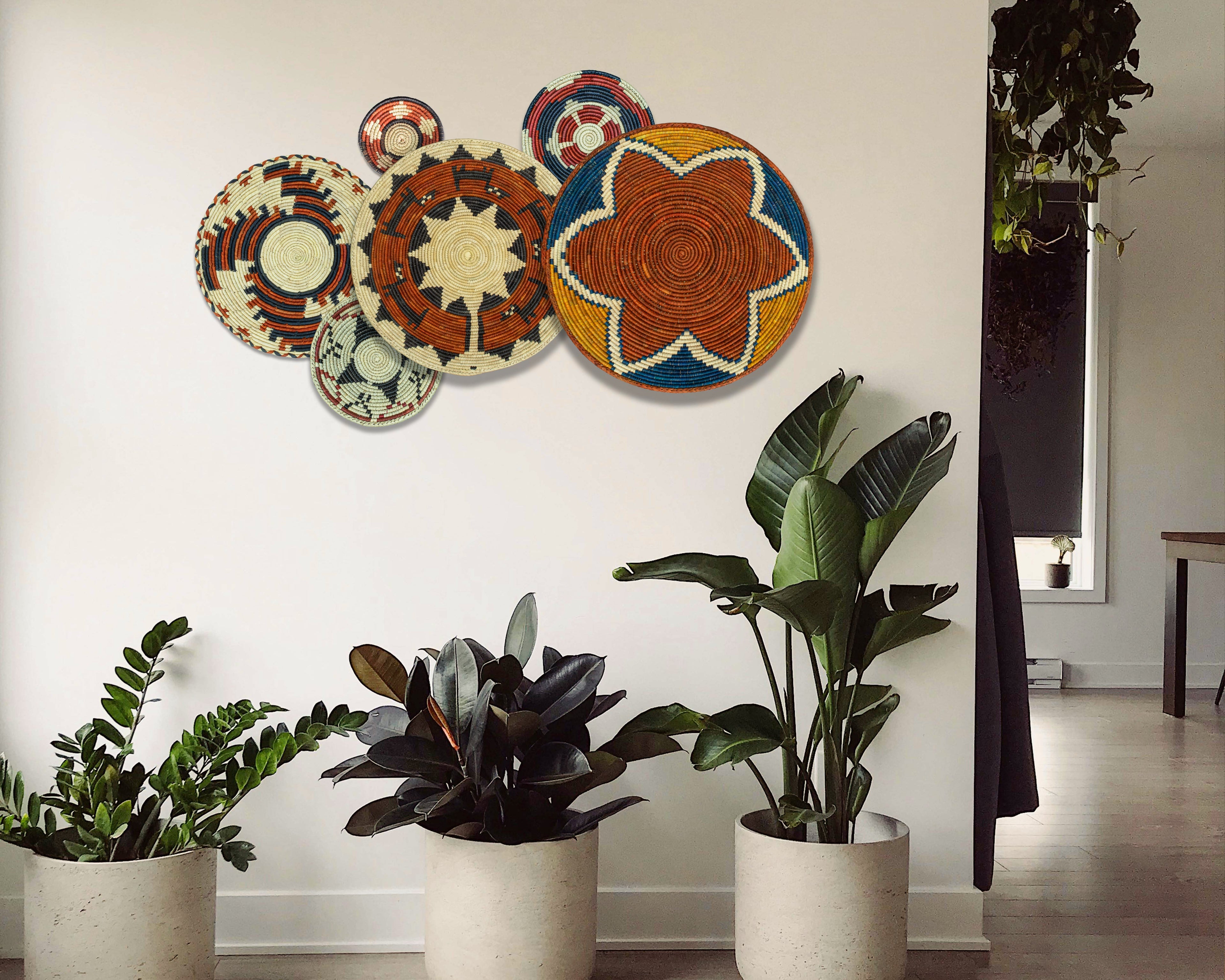 Set of 6 Handwoven wall baskets SET-269-6 N