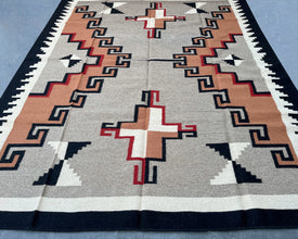 Storm Shrine Large Southwestern-Inspired Wool Dhurrie - 8x10 ft