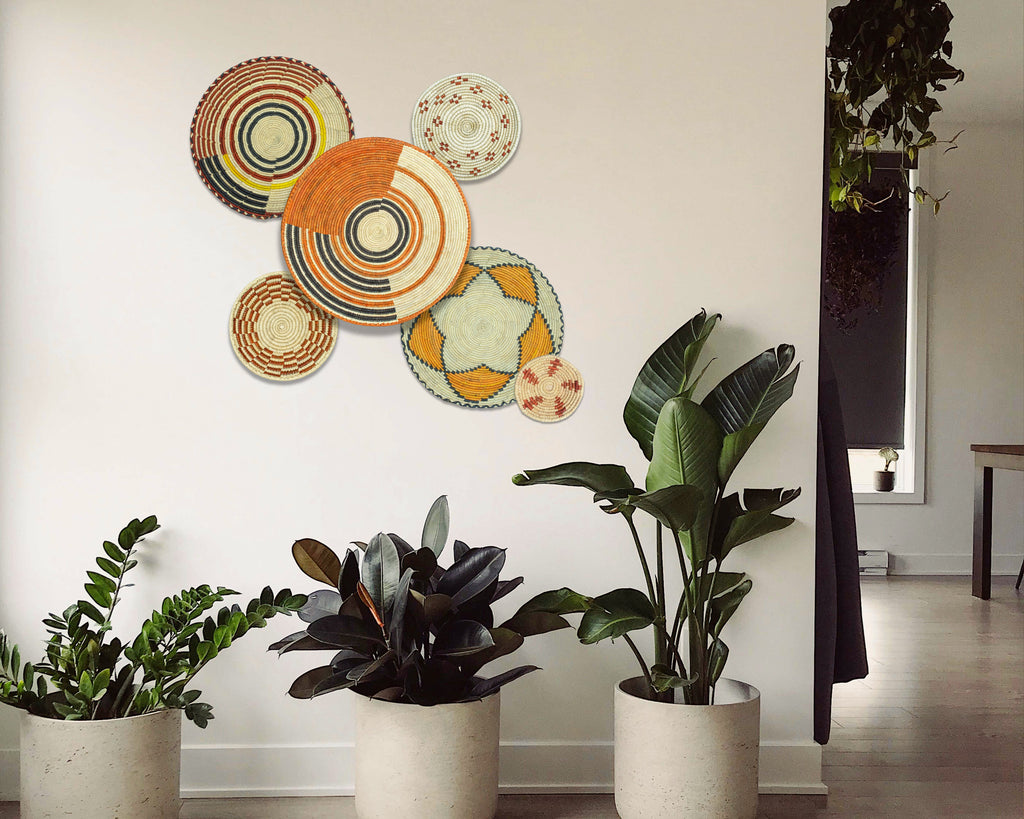 Set of 6 Handwoven wall baskets SET-374-6 N