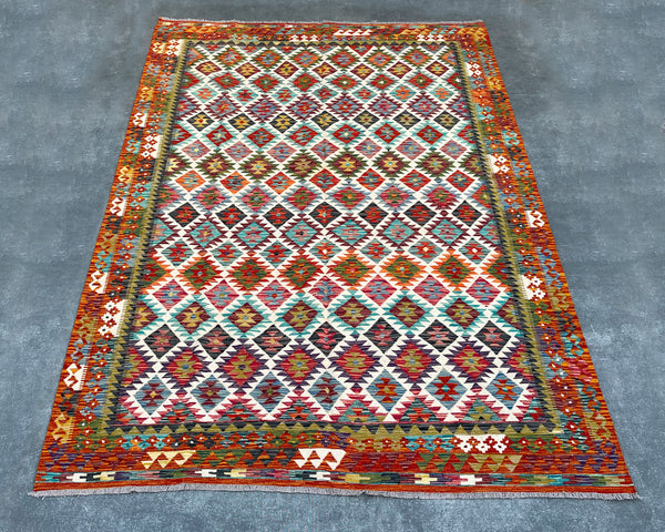 Afghan Maimana Wool Kilim - 10x7 ft