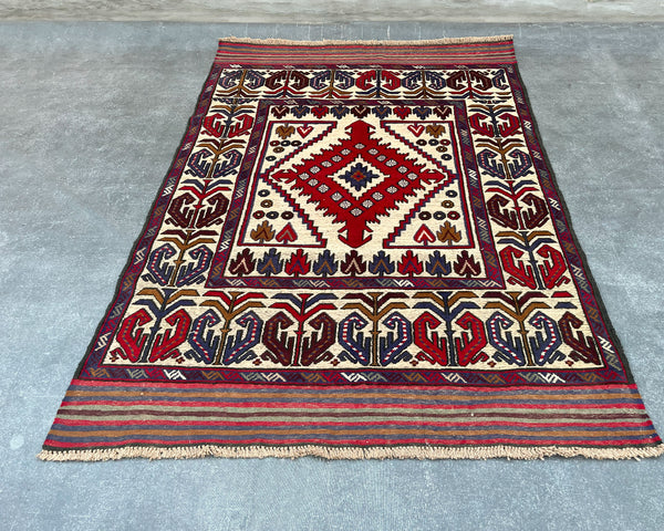 Gul Berjesta Afghan Wool Kilim - 6x4 ft