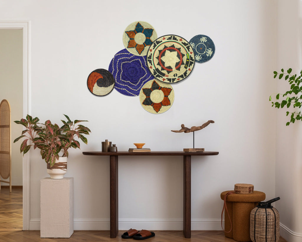 Set of 6 Handwoven wall baskets SET-282-6 N