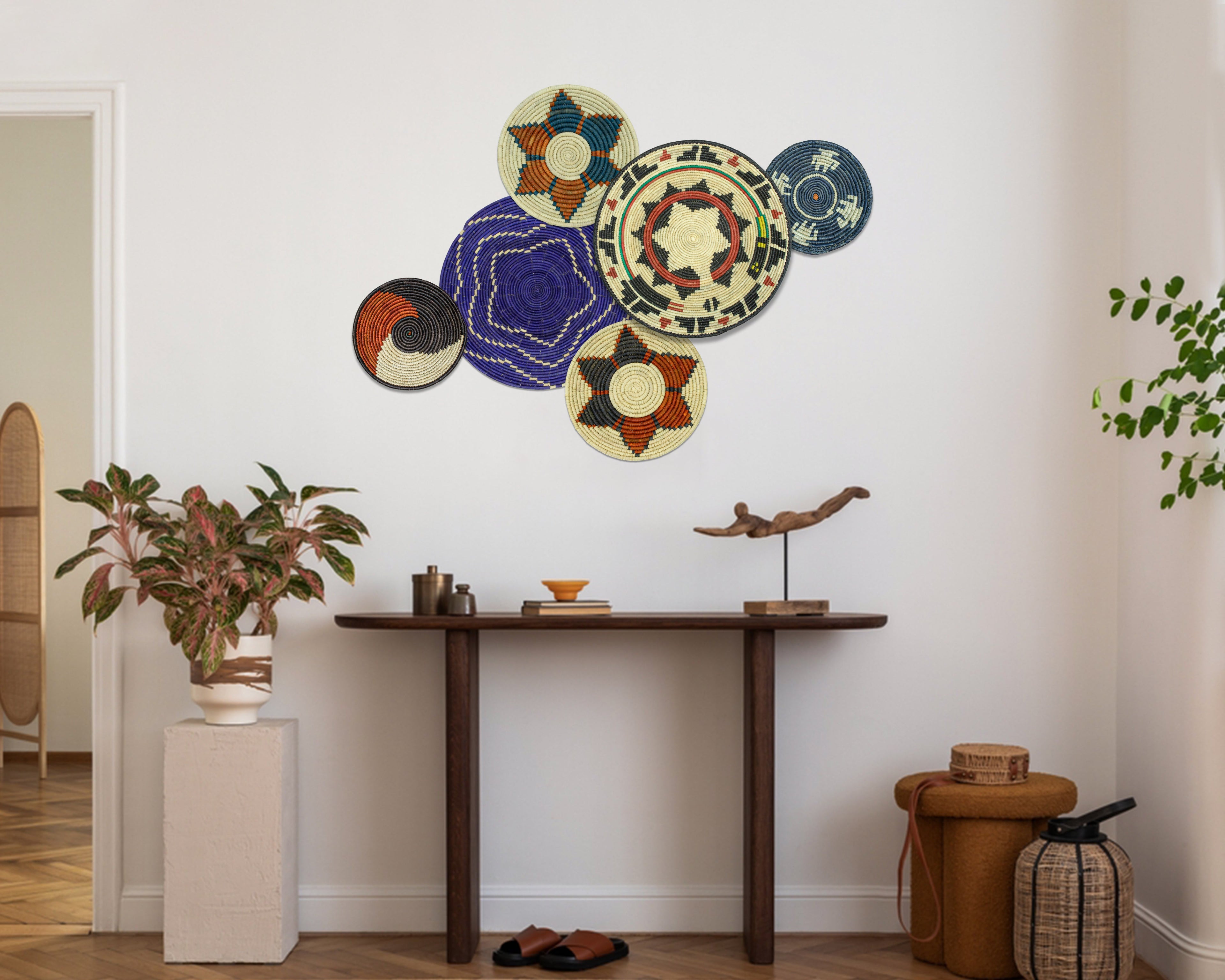 Set of 6 Handwoven wall baskets SET-282-6 N