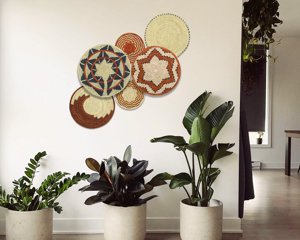 Set of 6 Handwoven wall baskets SET-276-6 N