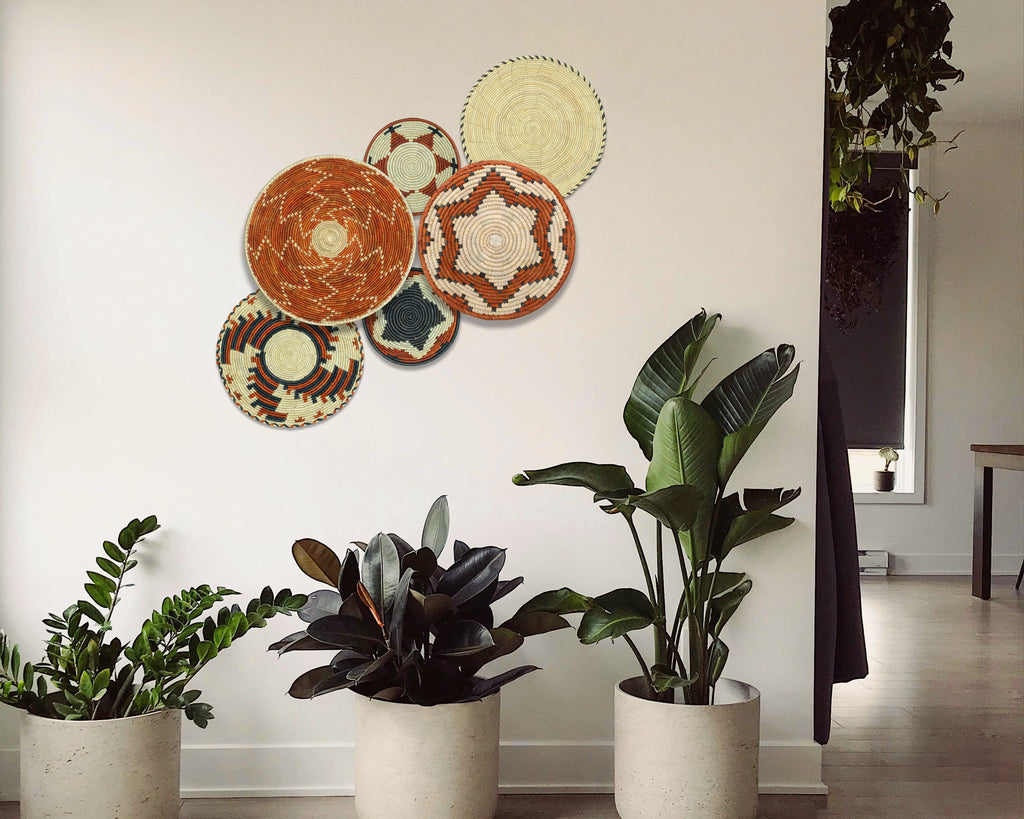 Set of 6 Handwoven wall baskets SET-274-6 N