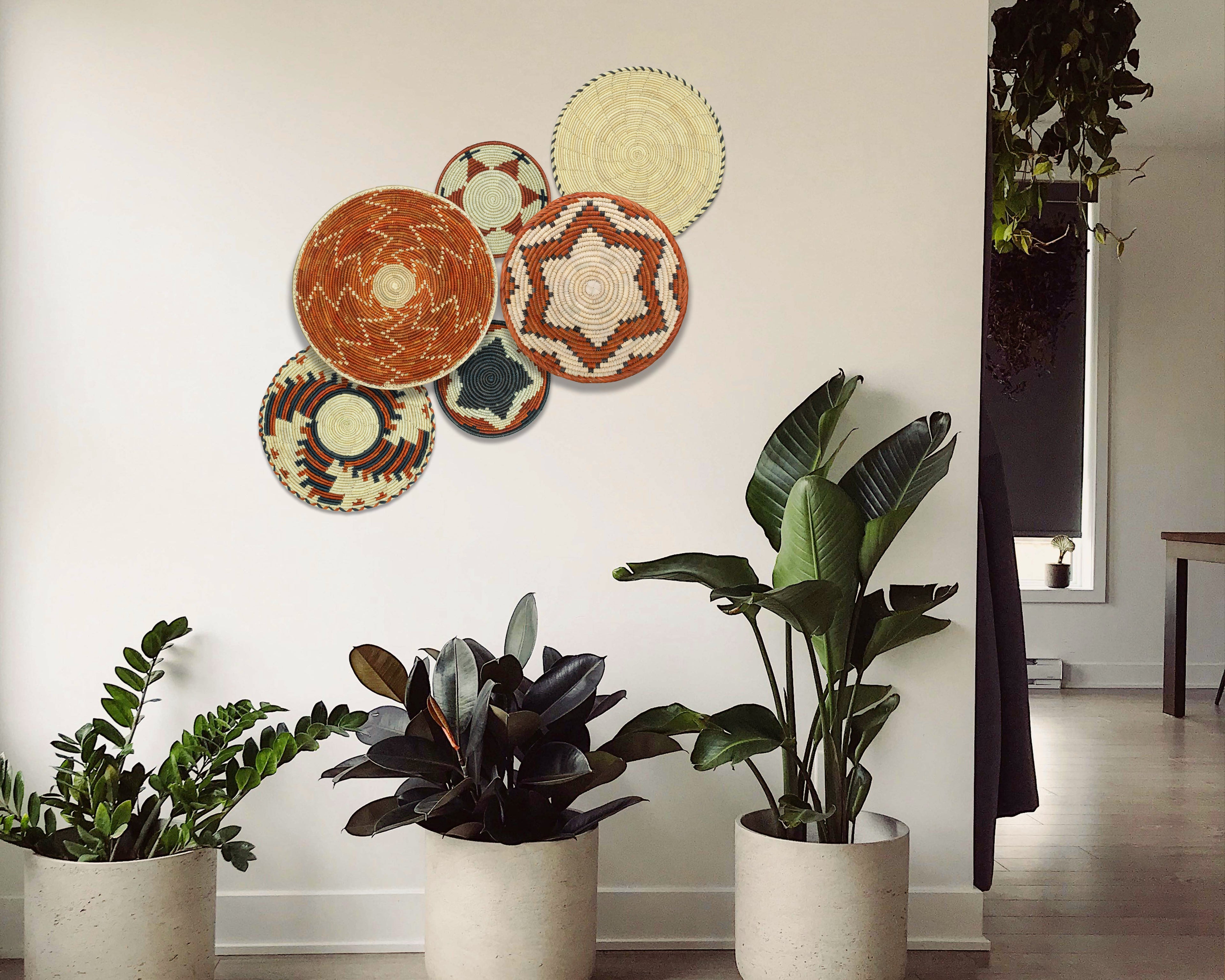 Set of 6 Handwoven wall baskets SET-274-6 N