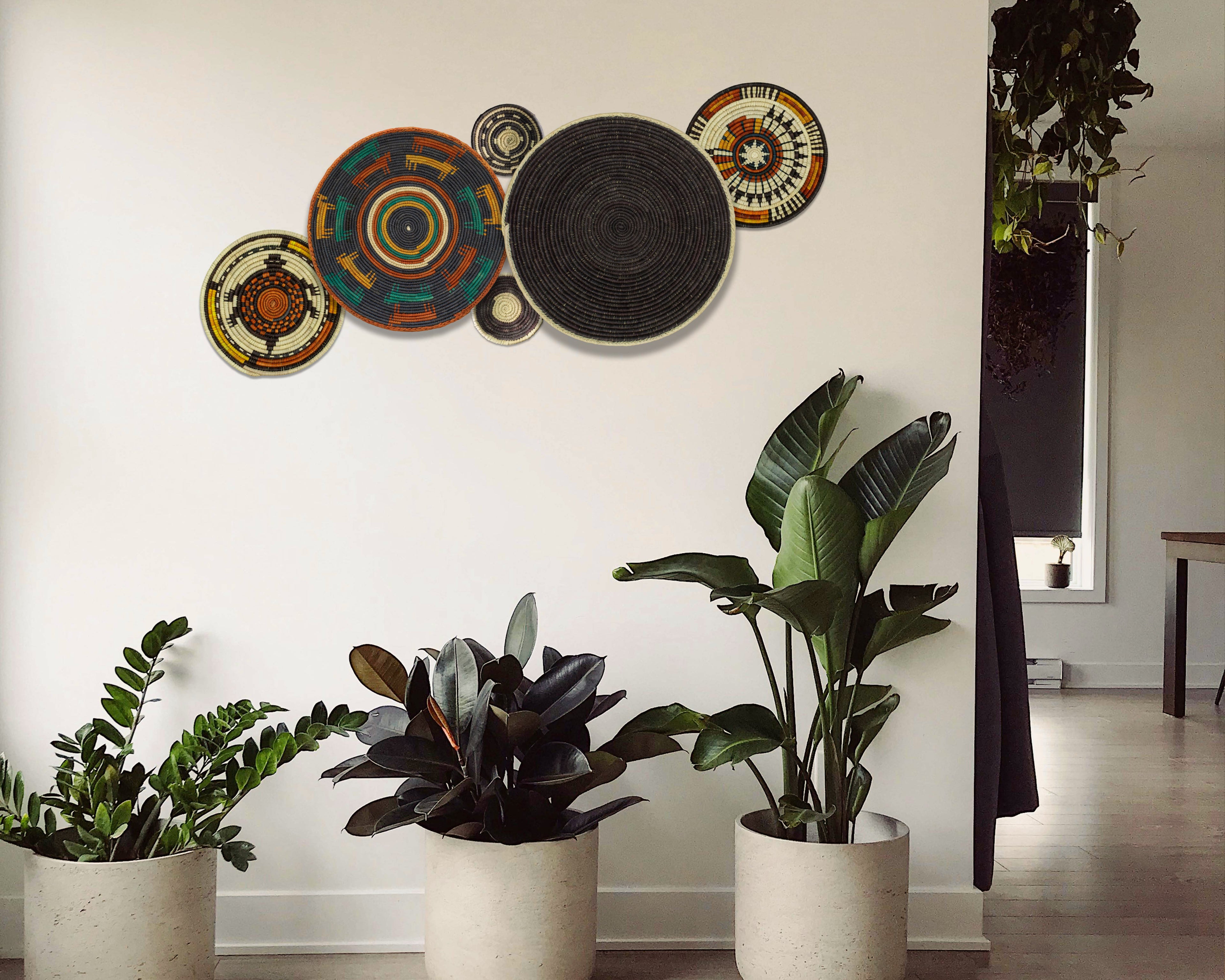 Set of 6 Handwoven wall baskets SET-299-6 N