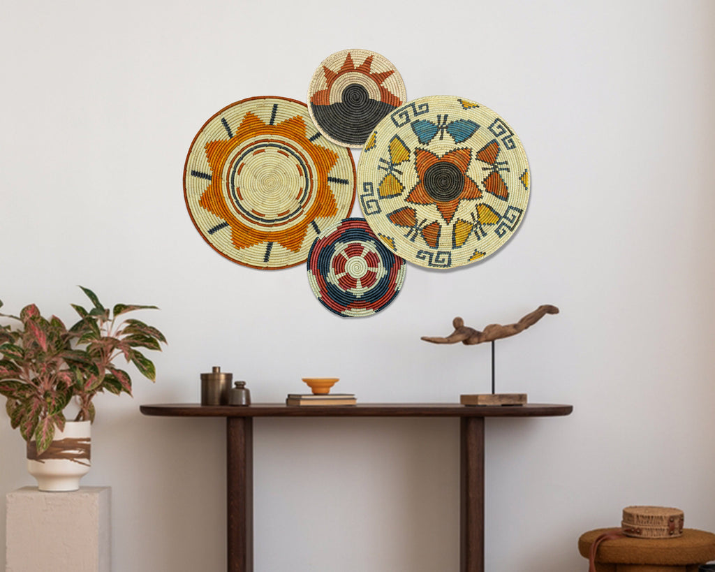 Set of 4 Handwoven wall baskets SET-237-4 N