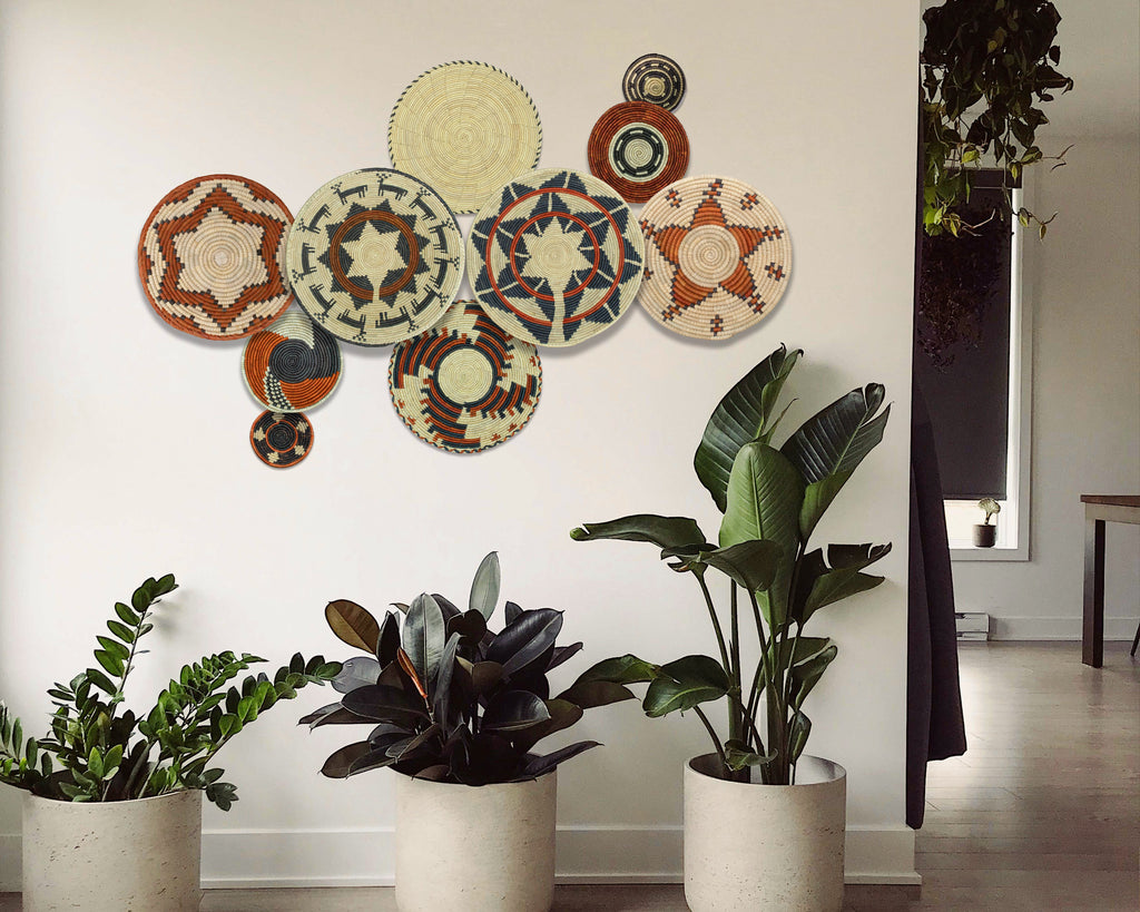 Set of 10 Handwoven wall baskets SET-404-10 N