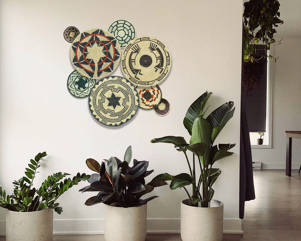 Set of 8 Handwoven wall baskets SET-365-8 N