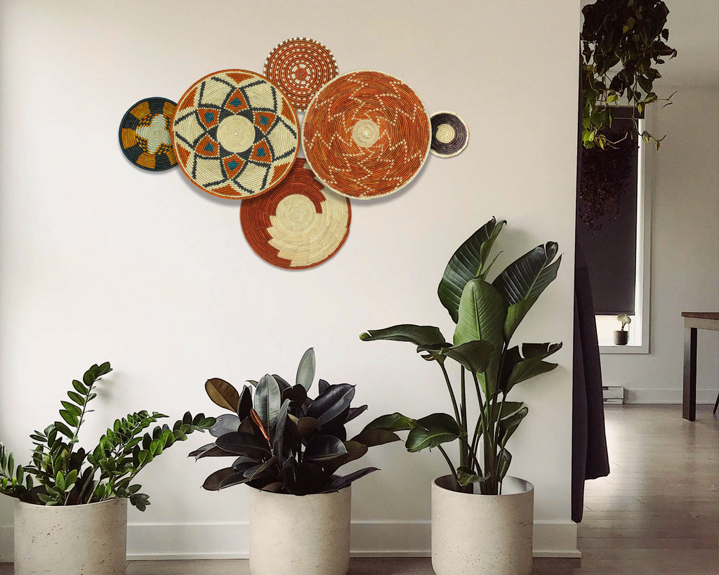 Set of 6 Handwoven wall baskets SET-399-6 N