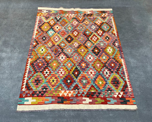 Afghan Maimana Wool Kilim - 7x5 ft KL-166-35