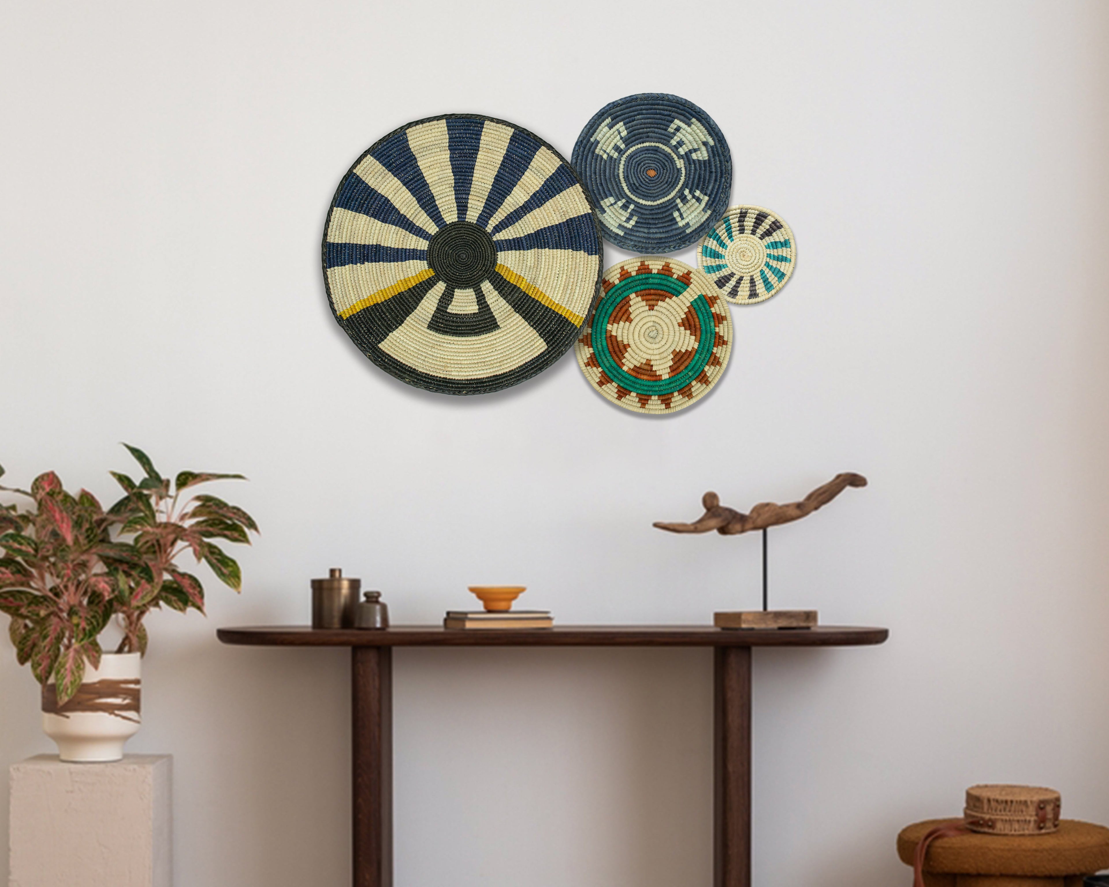 Set of 4 Handwoven wall baskets SET-236-4 N