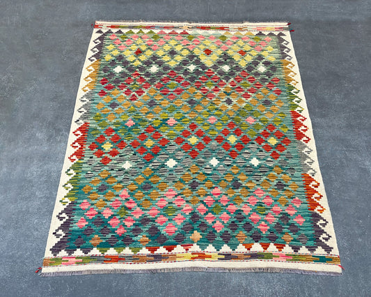 Afghan Maimana Wool Kilim - 6x5 ft Kl-171-30