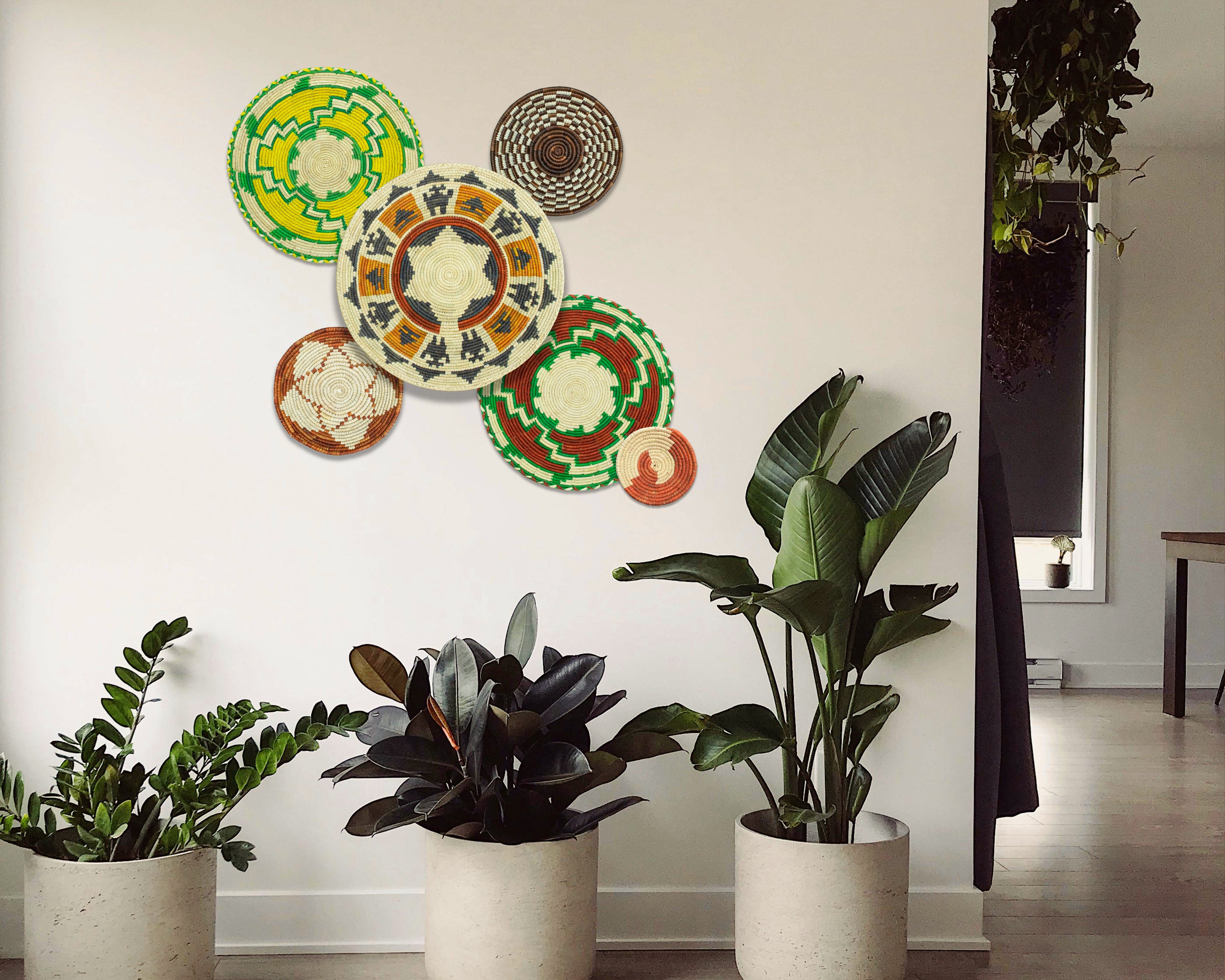 Set of 6 Handwoven wall baskets SET-372-6 N