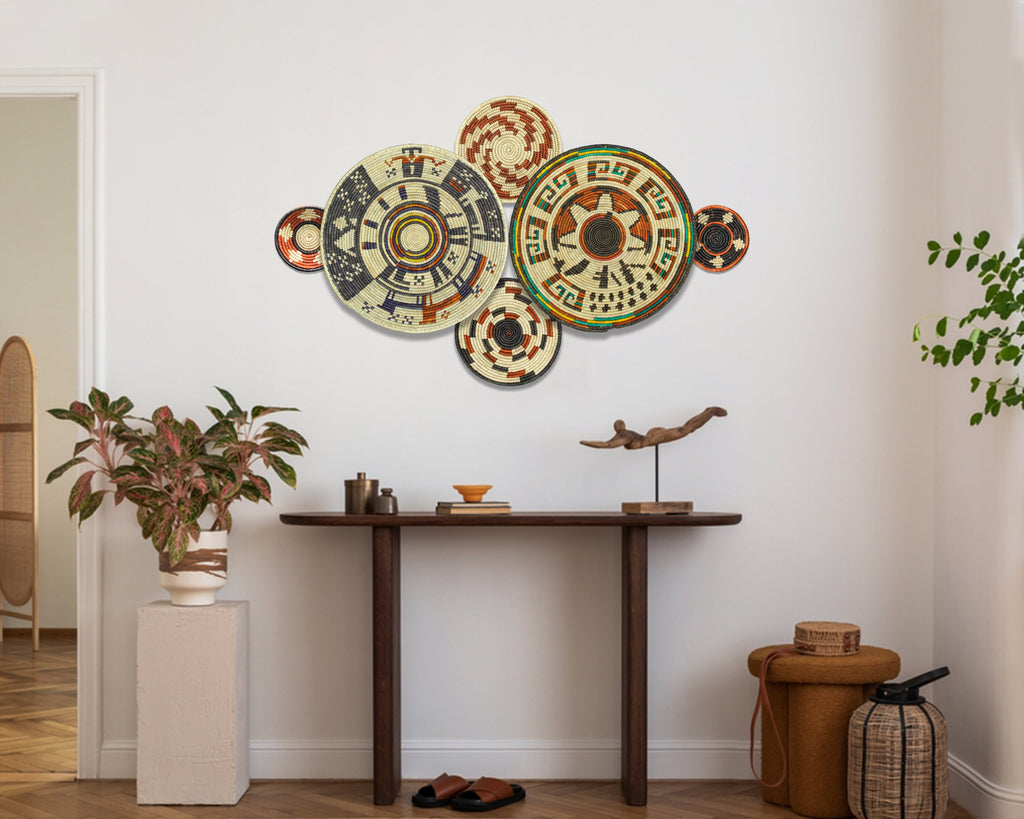 Set of 6 Handwoven wall baskets SET-283-6 N