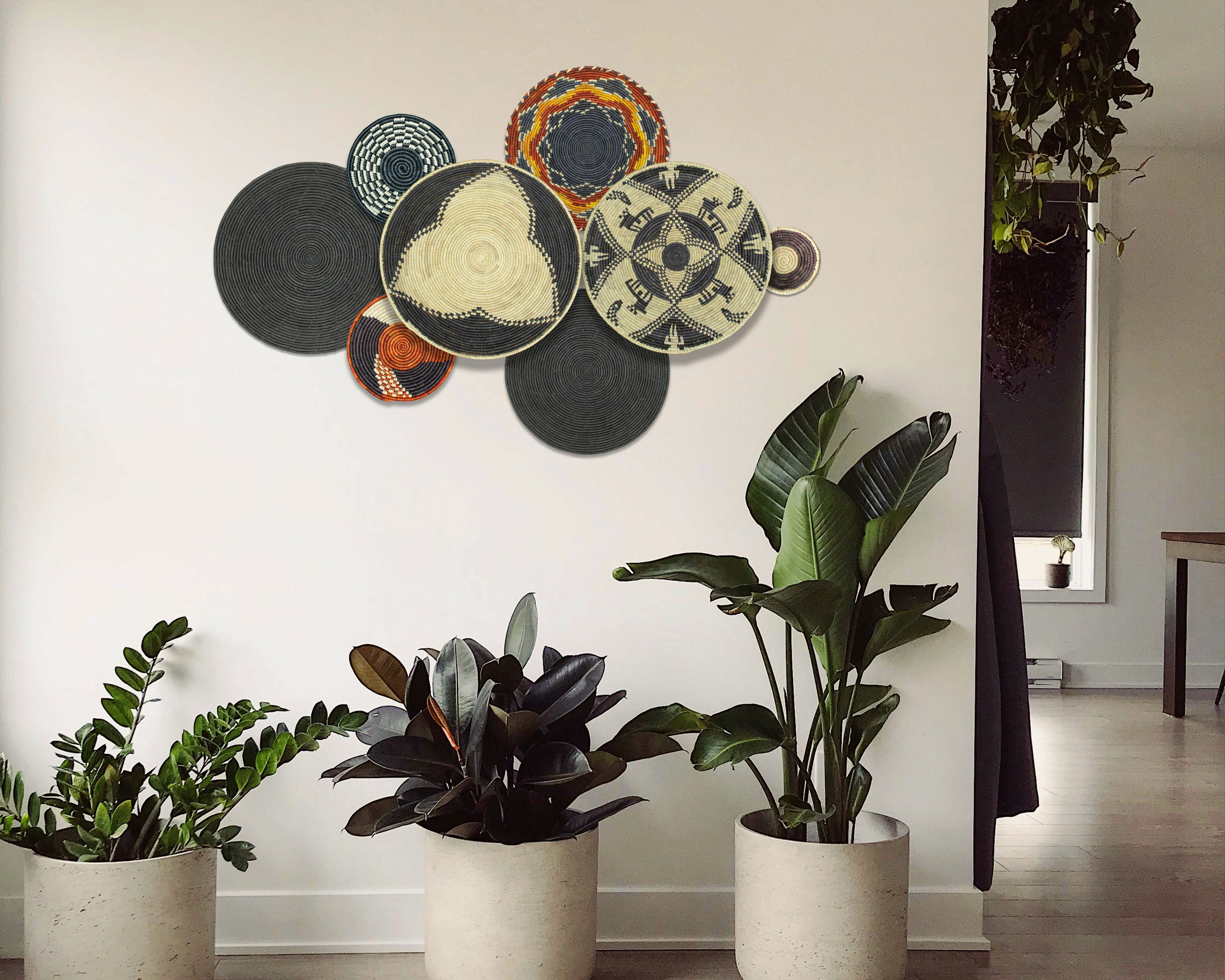 Set of 8 Handwoven wall baskets SET-349-8 N