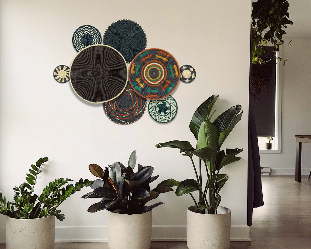 Set of 8 Handwoven wall baskets SET-357-8 N