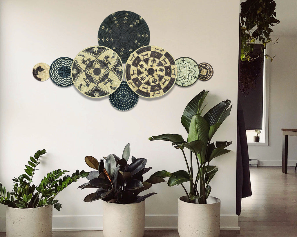 Set of 8 Handwoven wall baskets SET-361-8 N