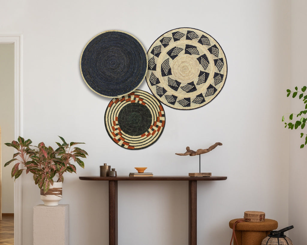 Set of 3 Handwoven wall baskets SET-201-3 N