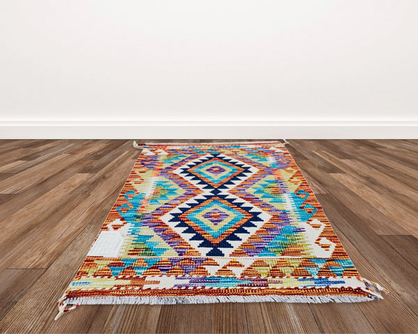 Small-Afghan Kilim Rug 3x2ft Approx.